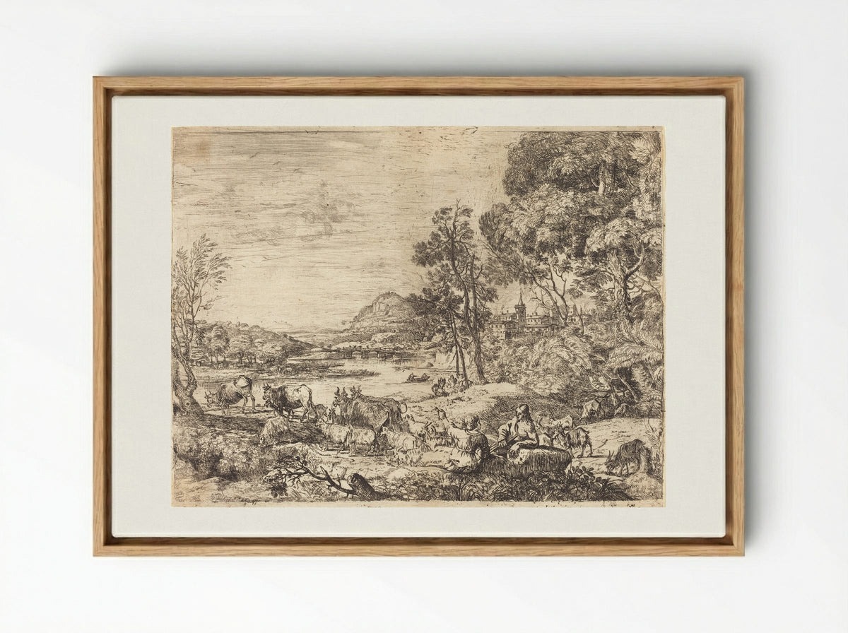 Shepherd and Shepherdess - Claude Lorrain - Framed Canvas Wood