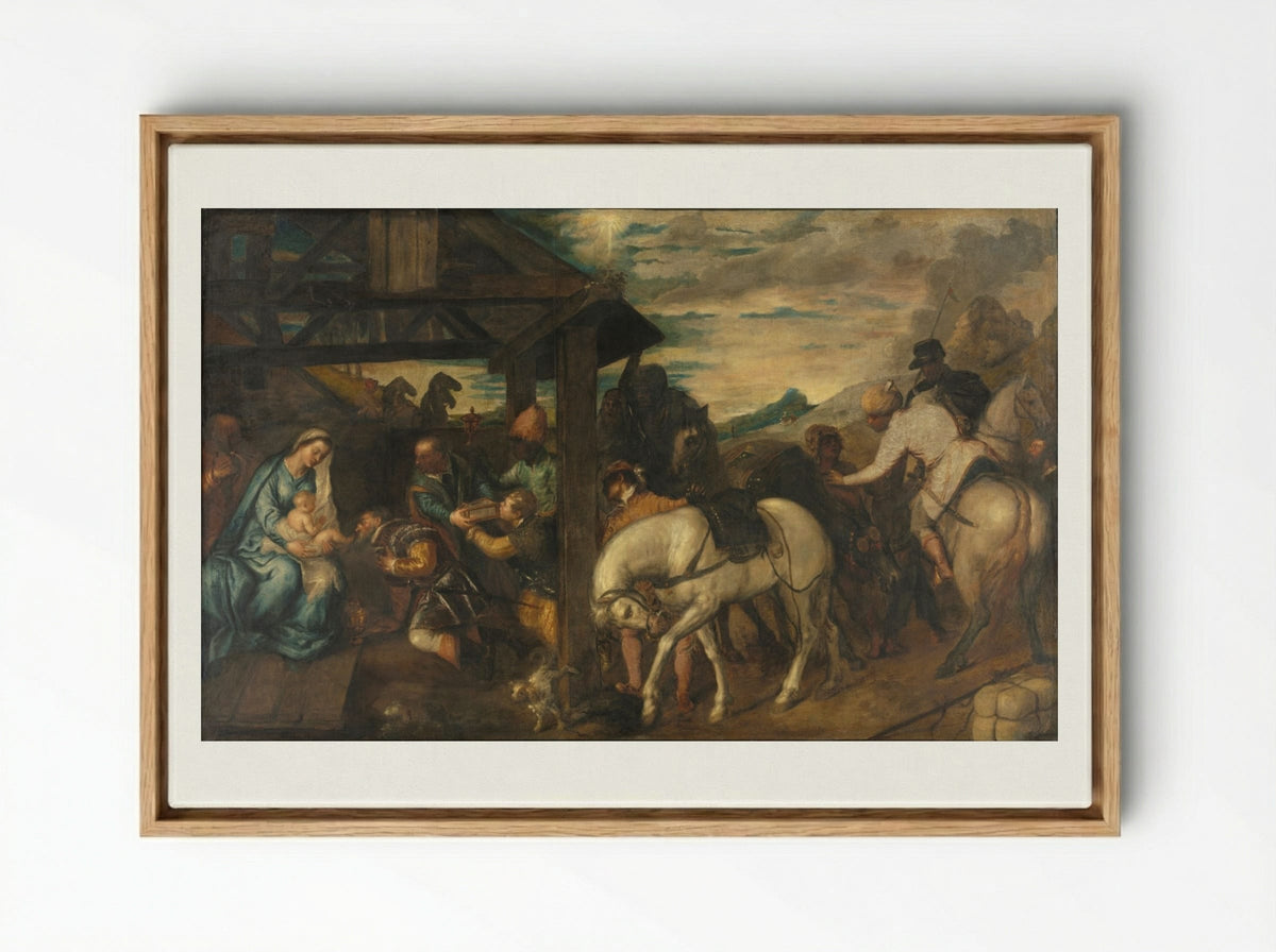Adoration of the Magi - Titian - Framed Canvas Wood