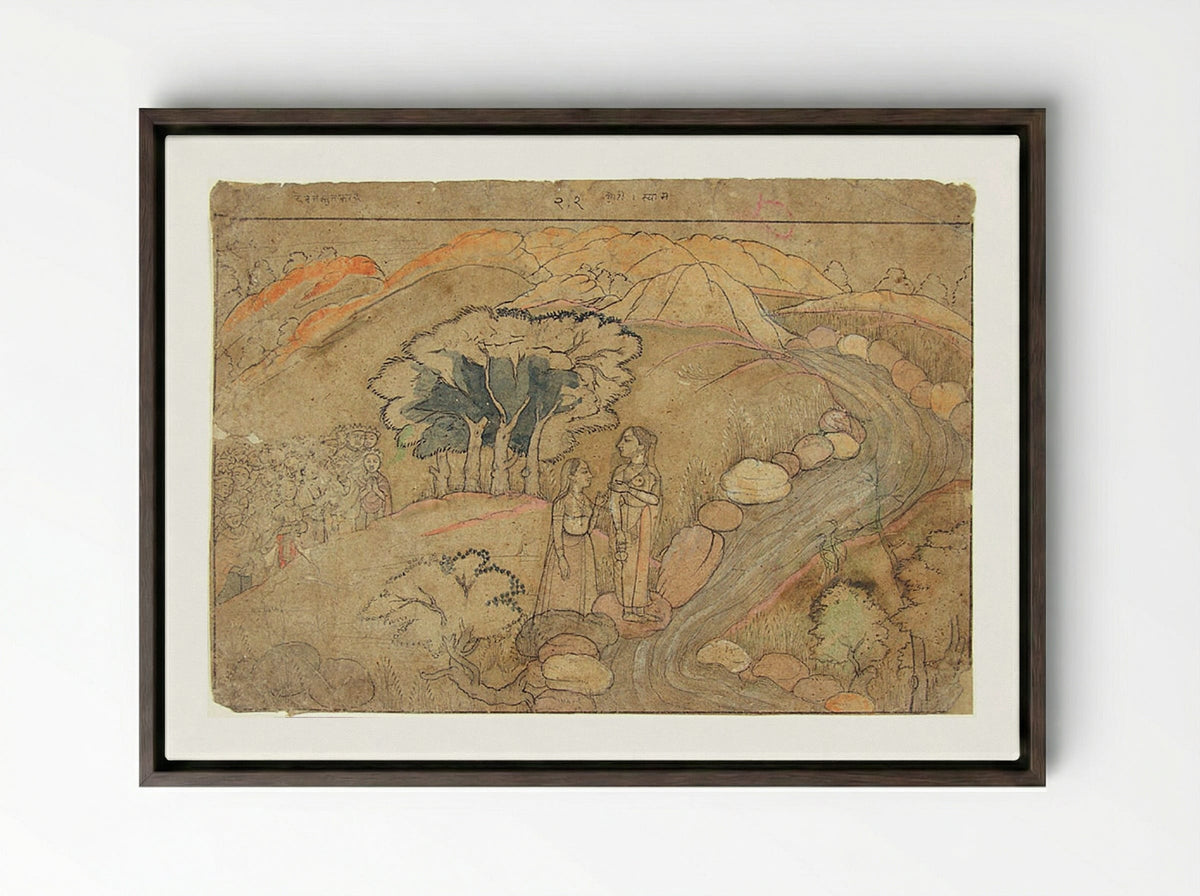 The Emergence of Kaushiki - Unknown Artist - Framed Canvas Dark Wood