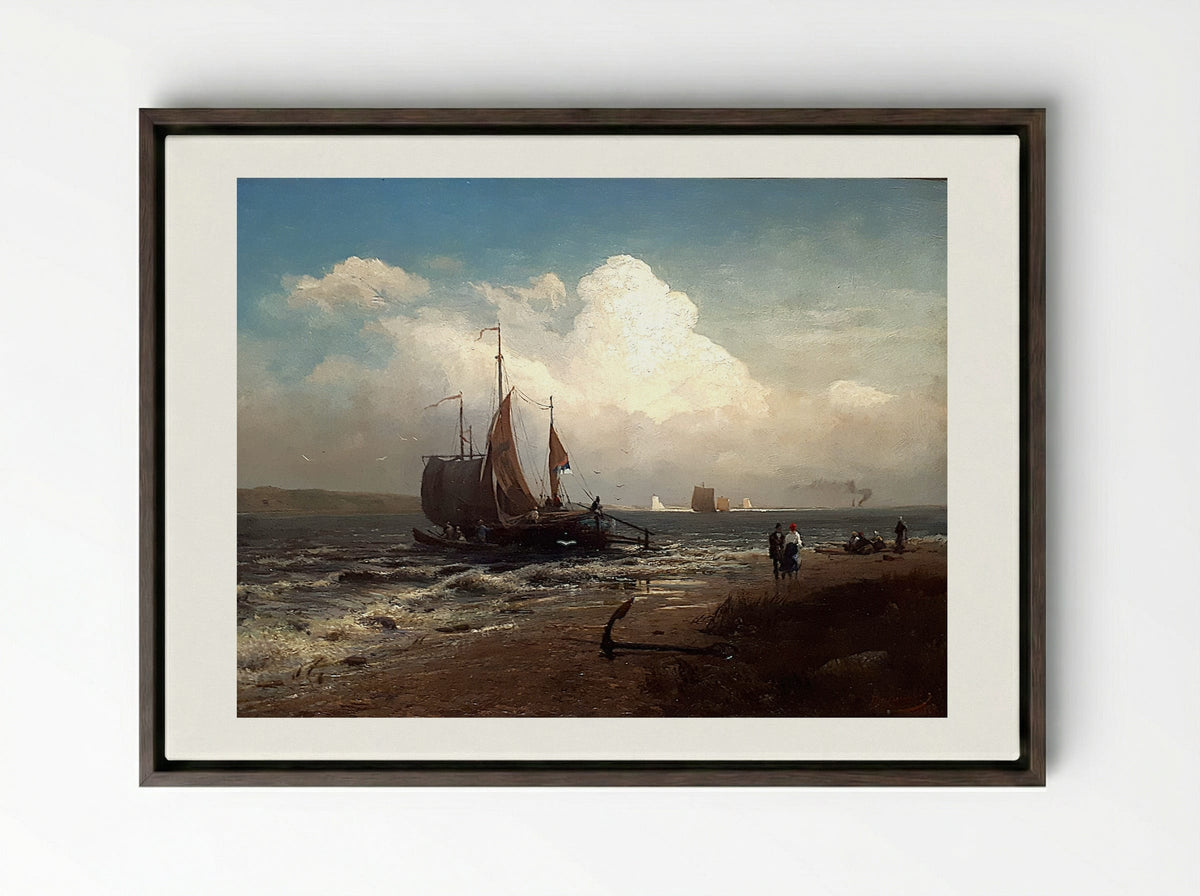 On the River. Windy Day - Fyodor Vasilyev - Framed Canvas Dark Wood