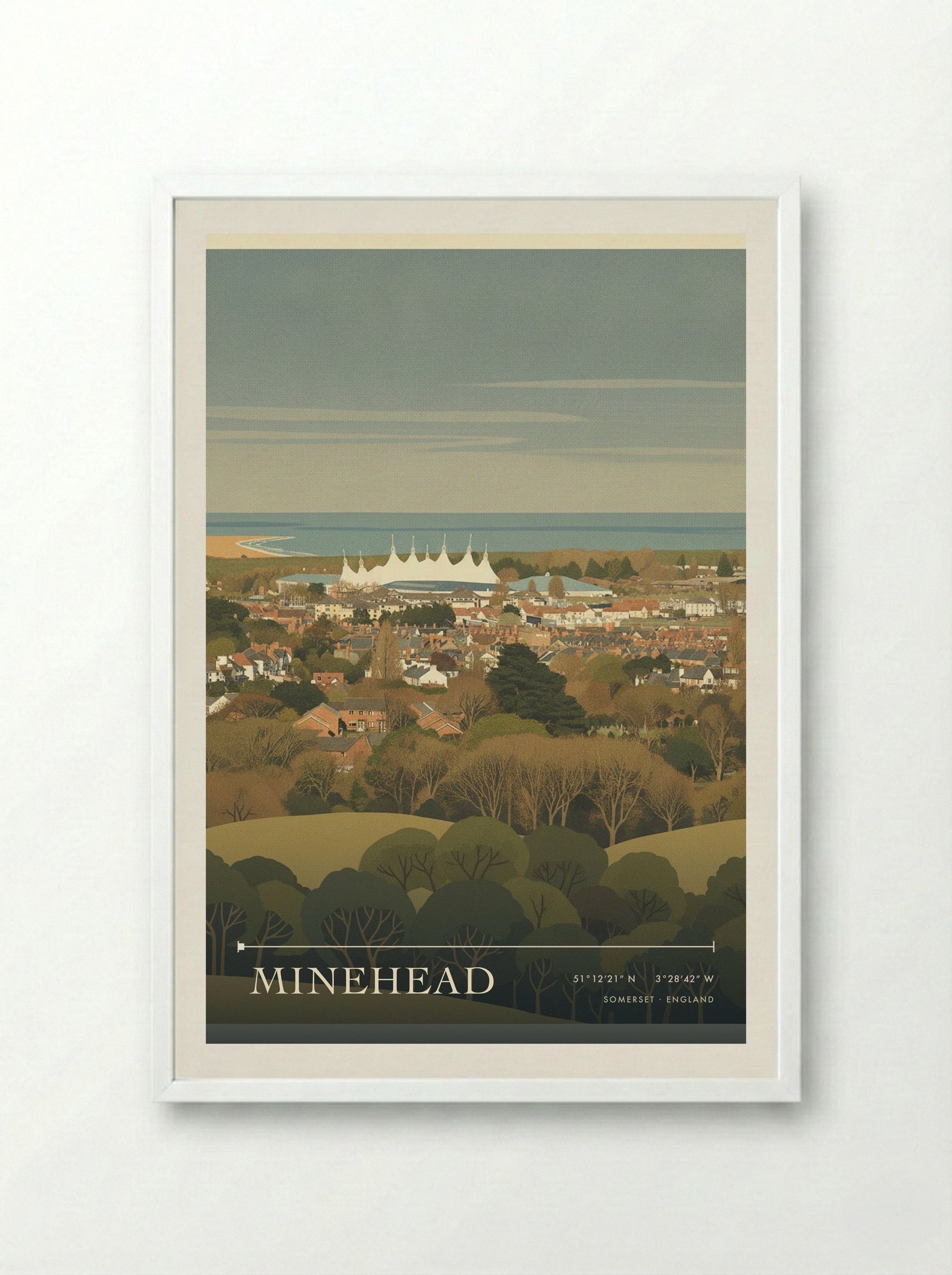 Minehead Somerset England Travel Poster - Framed Print White