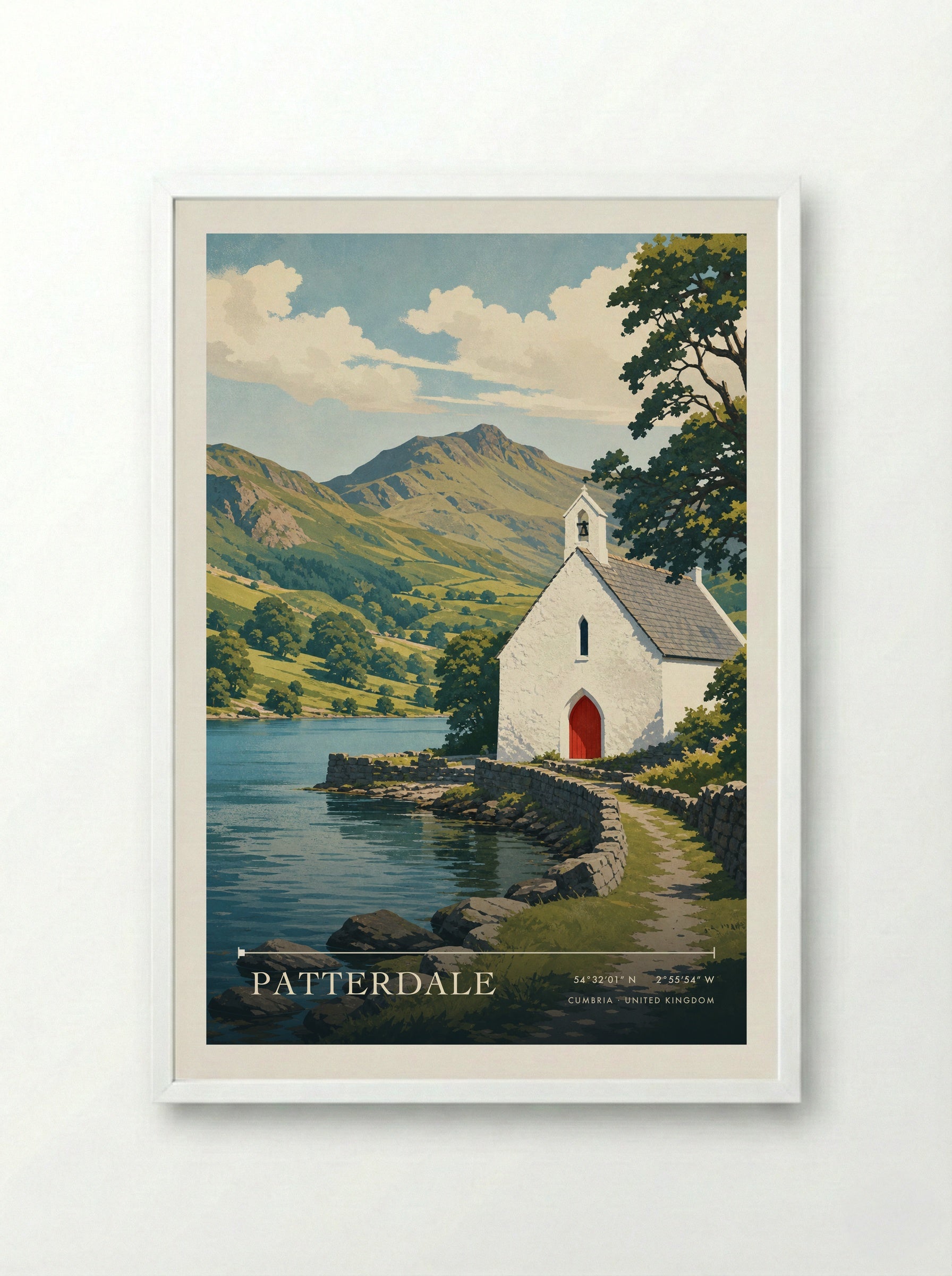 Patterdale Cumbria United Kingdom Travel Poster - Framed Print White