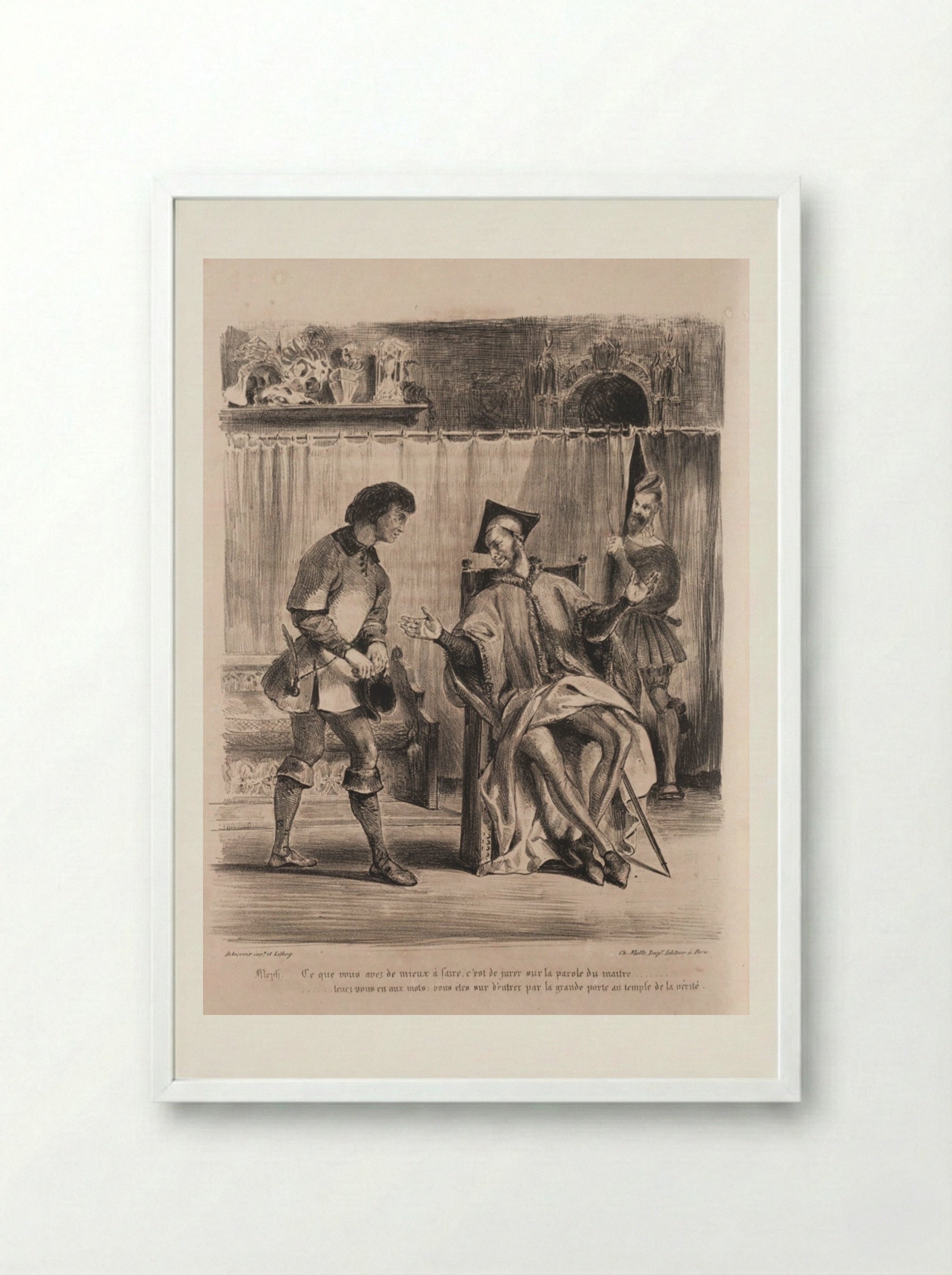 Méphistophélès receives the student - Eugène Delacroix - Framed Print White