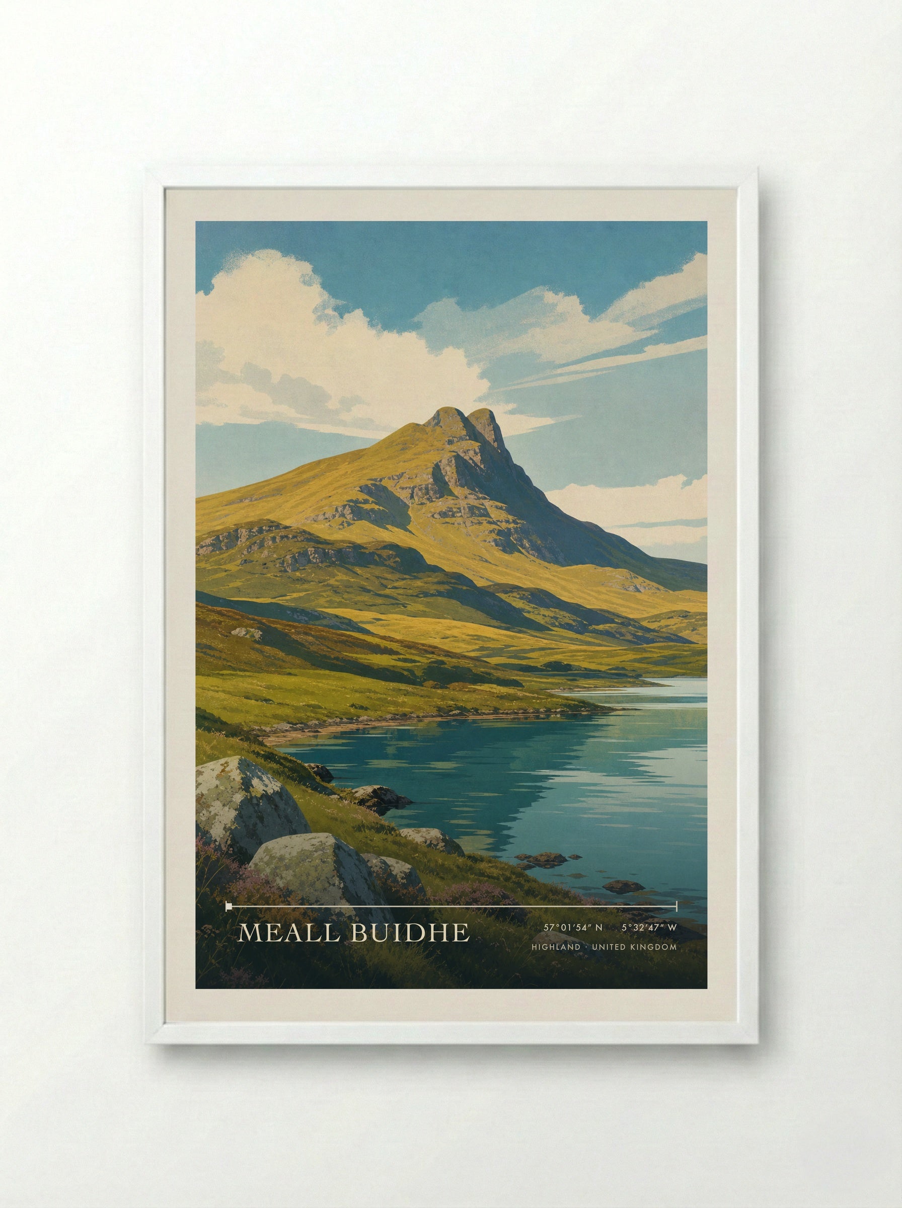 Meall Buidhe Highland United Kingdom Travel Poster - Framed Print White