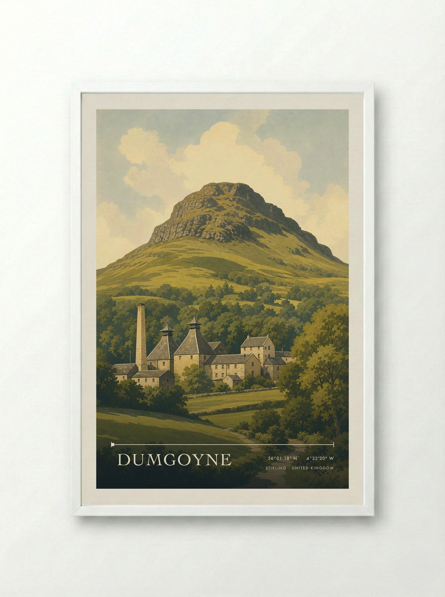 Dumgoyne Stirling United Kingdom Travel Poster - Framed Print White