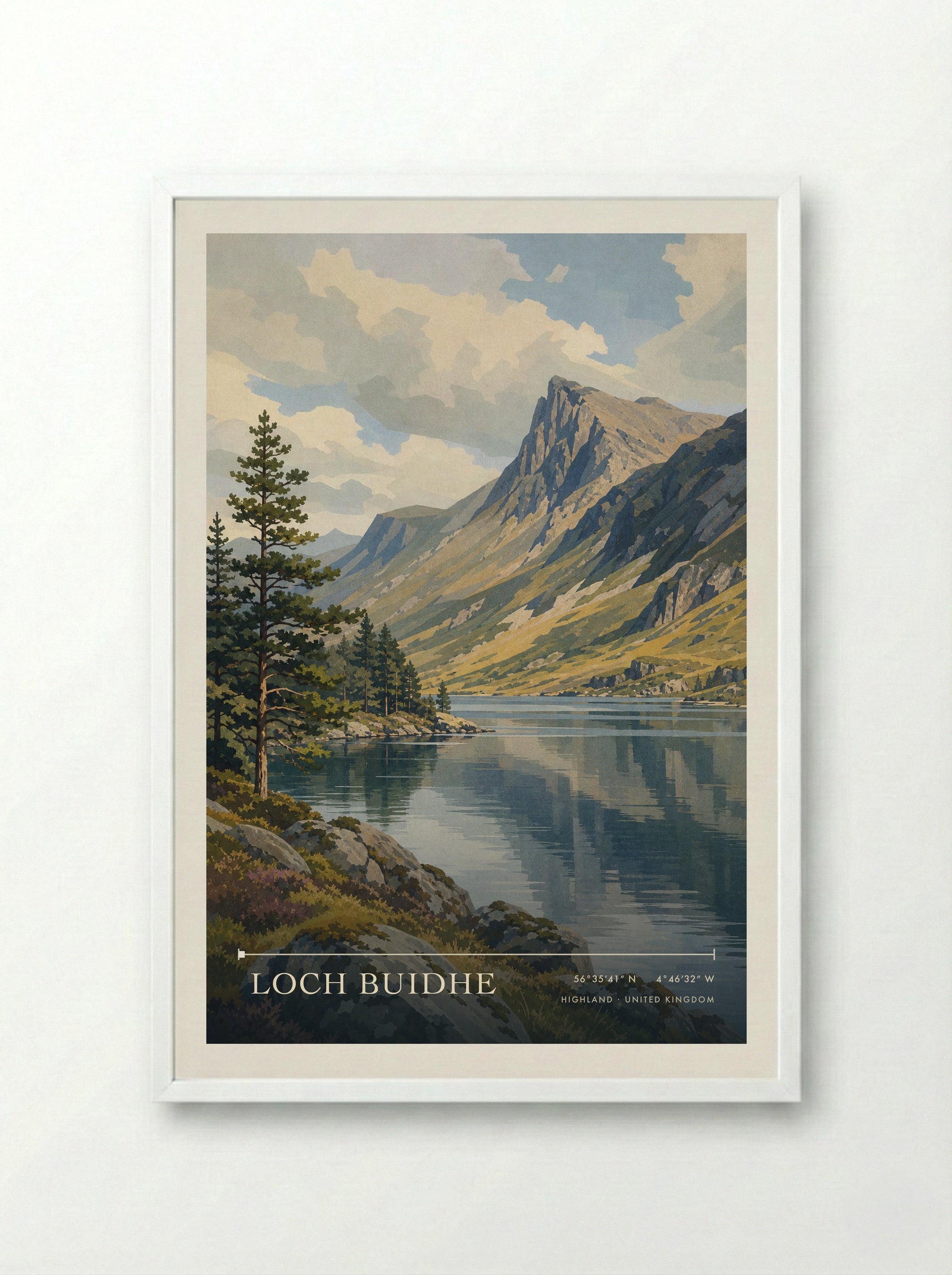 Loch Buidhe Highland United Kingdom Travel Poster - Framed Print White