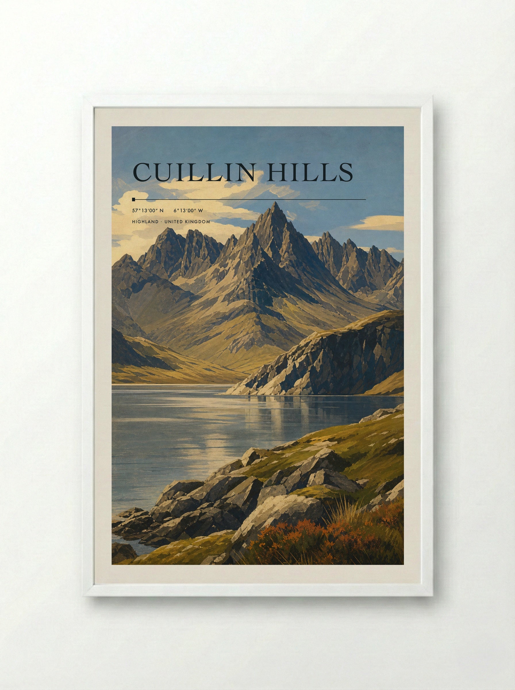 Cuillin Hills Highland United Kingdom Travel Poster - Framed Print White