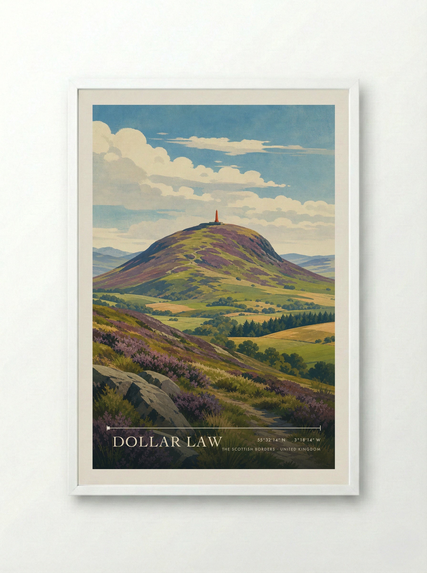 Dollar Law The Scottish Borders United Kingdom Travel Poster - Framed Print White