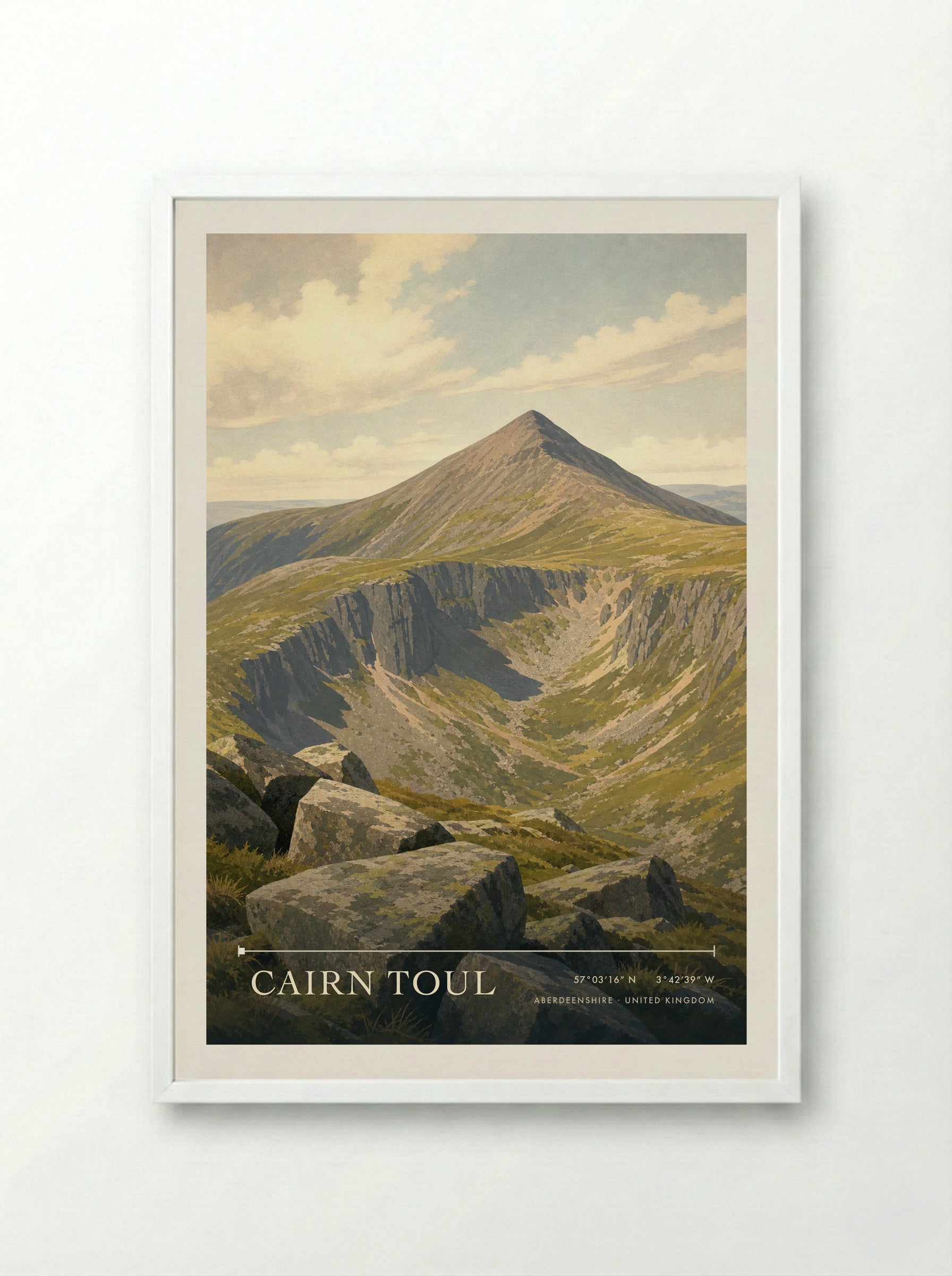 Cairn Toul Aberdeenshire United Kingdom Travel Poster - Framed Print White