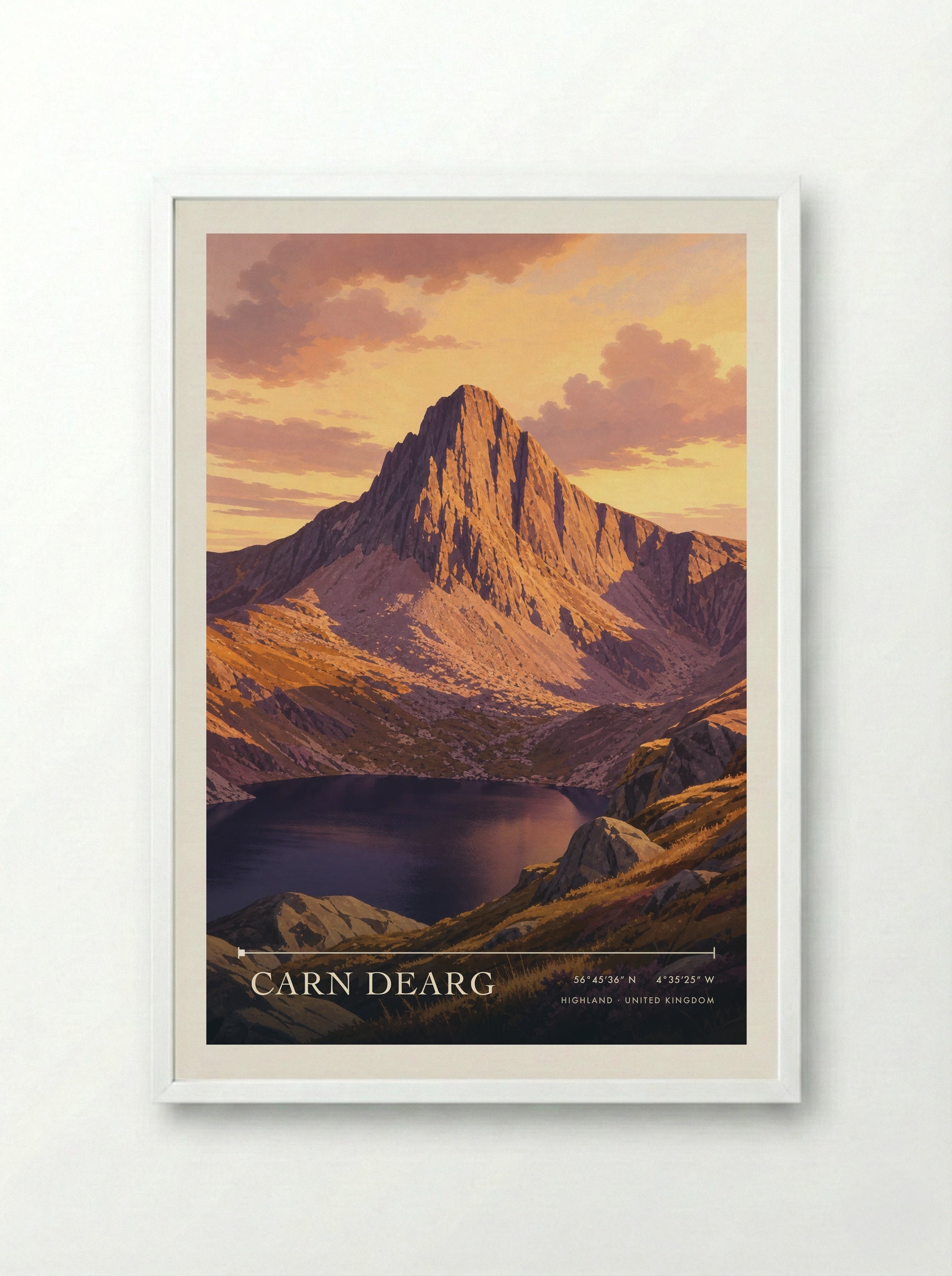 Carn Dearg Highland United Kingdom Travel Poster - Framed Print White