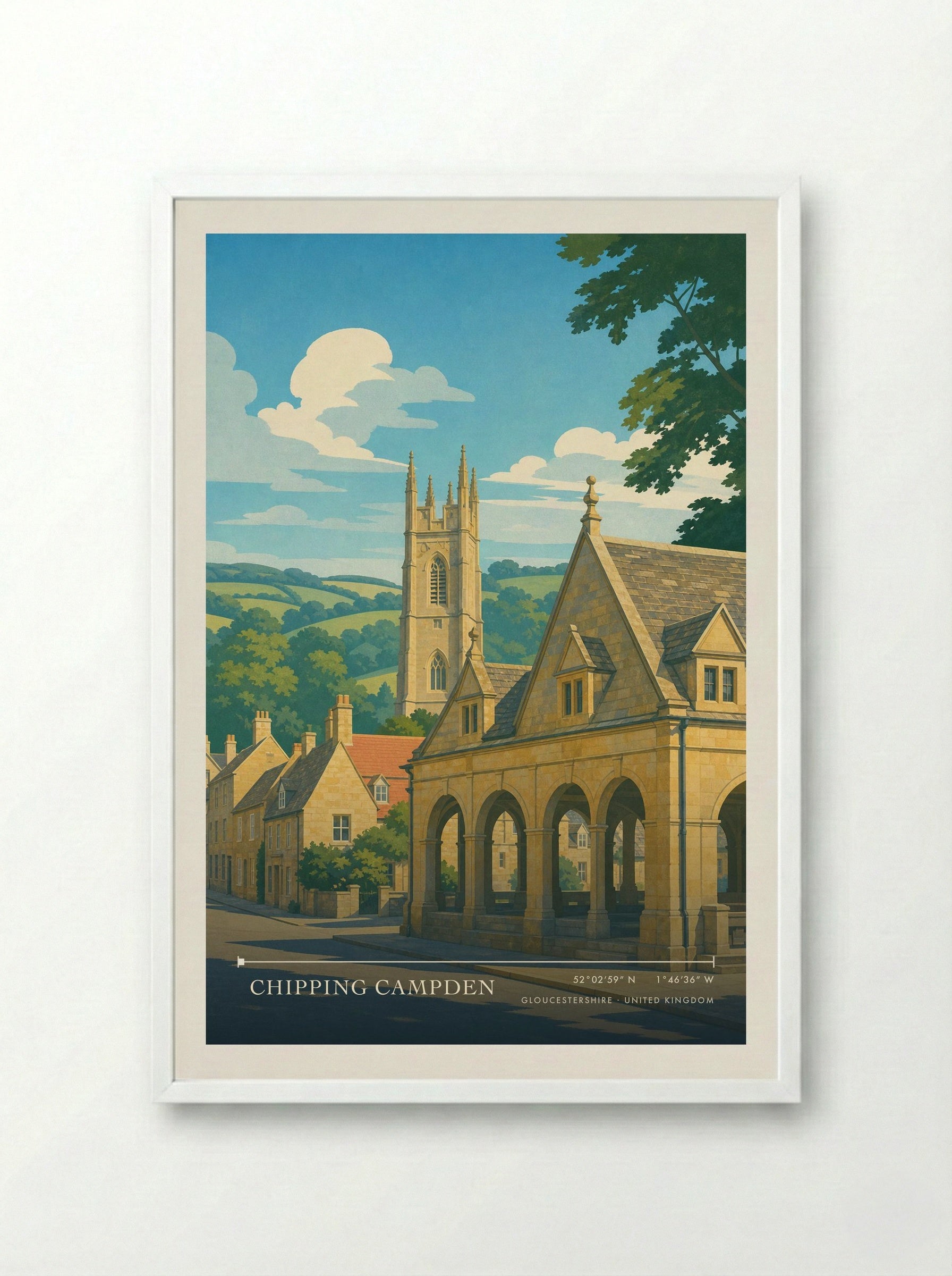 Chipping Campden Gloucestershire United Kingdom Travel Poster - Framed Print White
