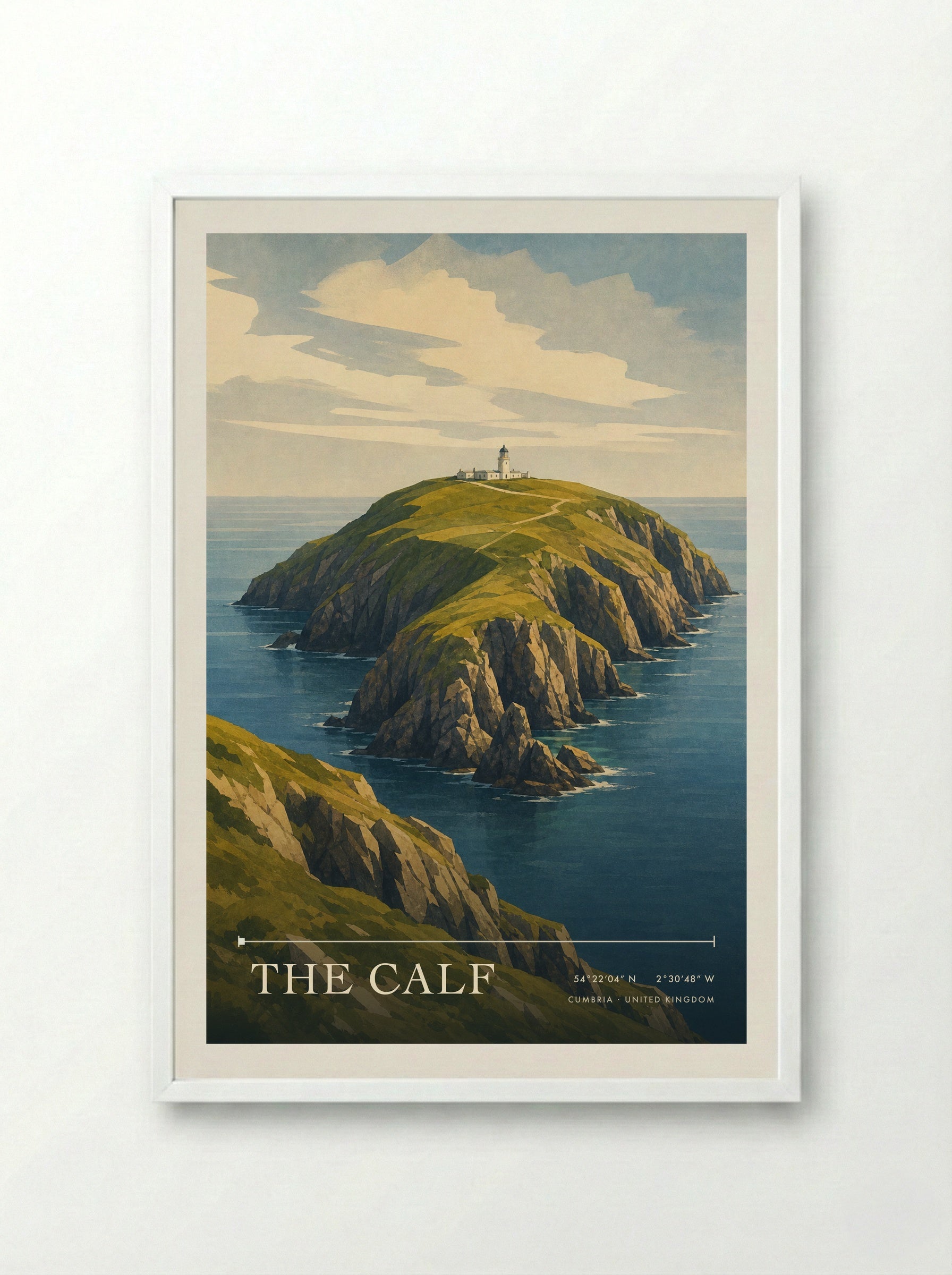 The Calf Cumbria United Kingdom Travel Poster - Framed Print White