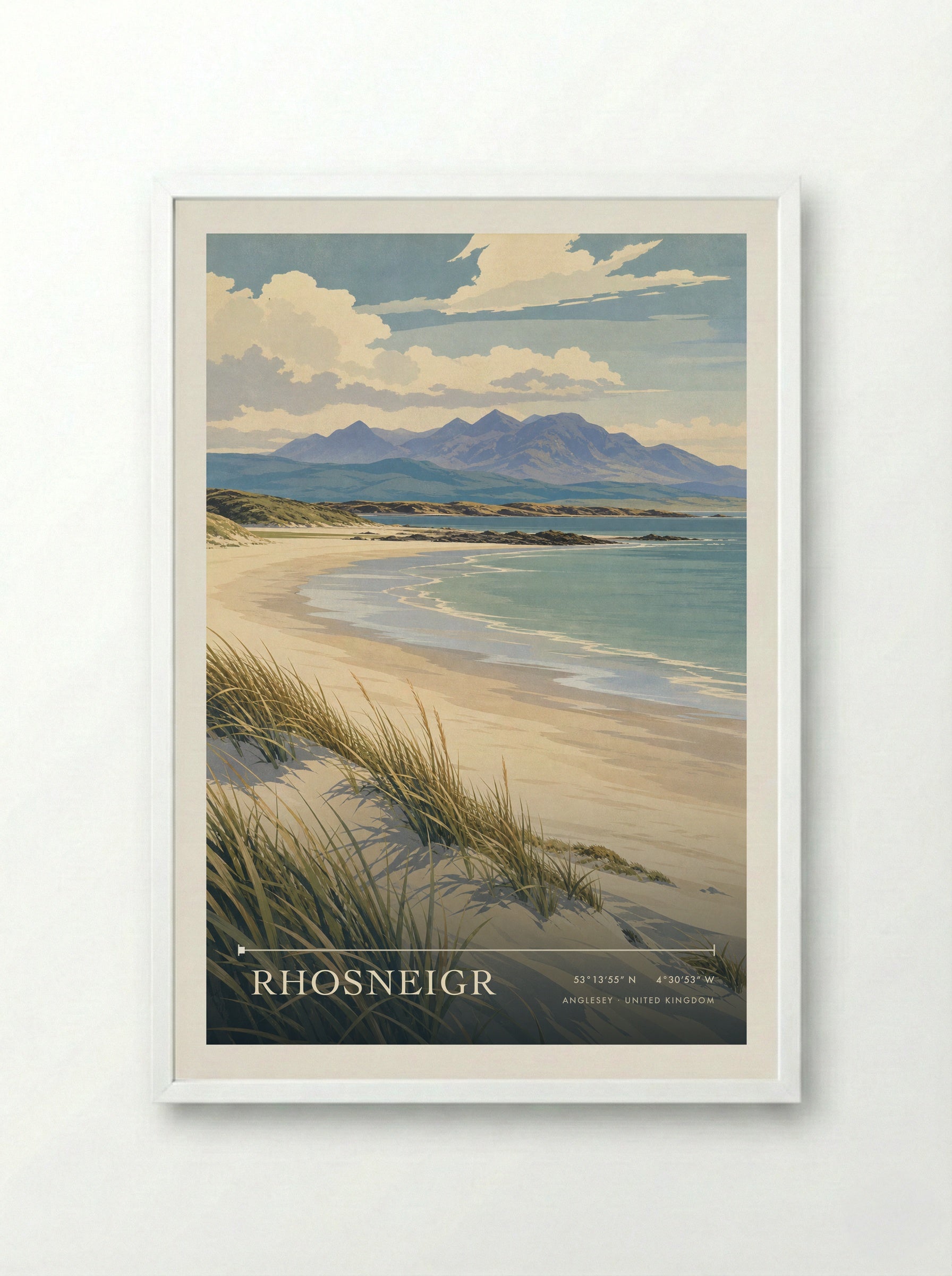 Rhosneigr Anglesey United Kingdom Travel Poster - Framed Print White