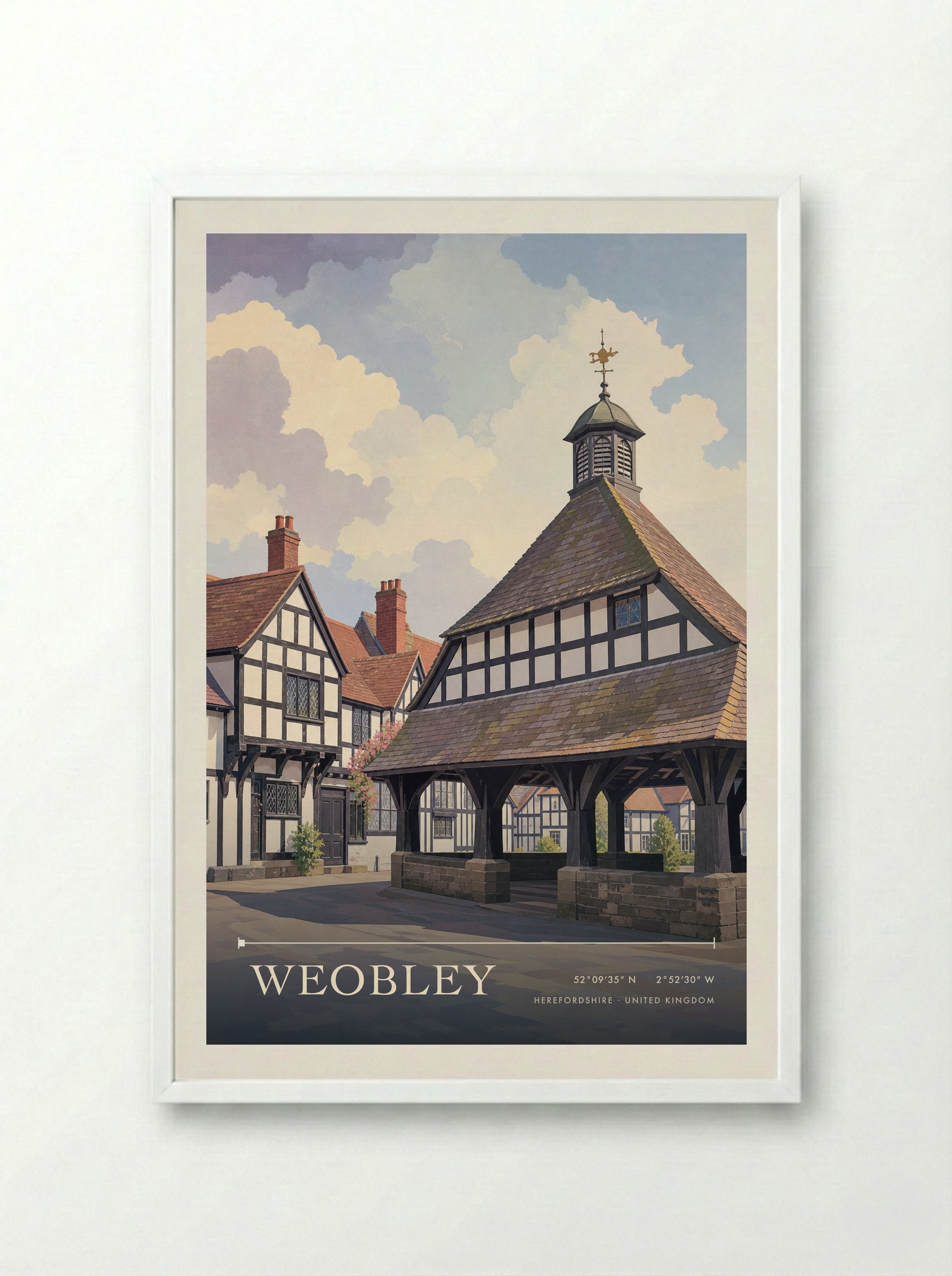 Weobley Herefordshire United Kingdom Travel Poster - Framed Print White