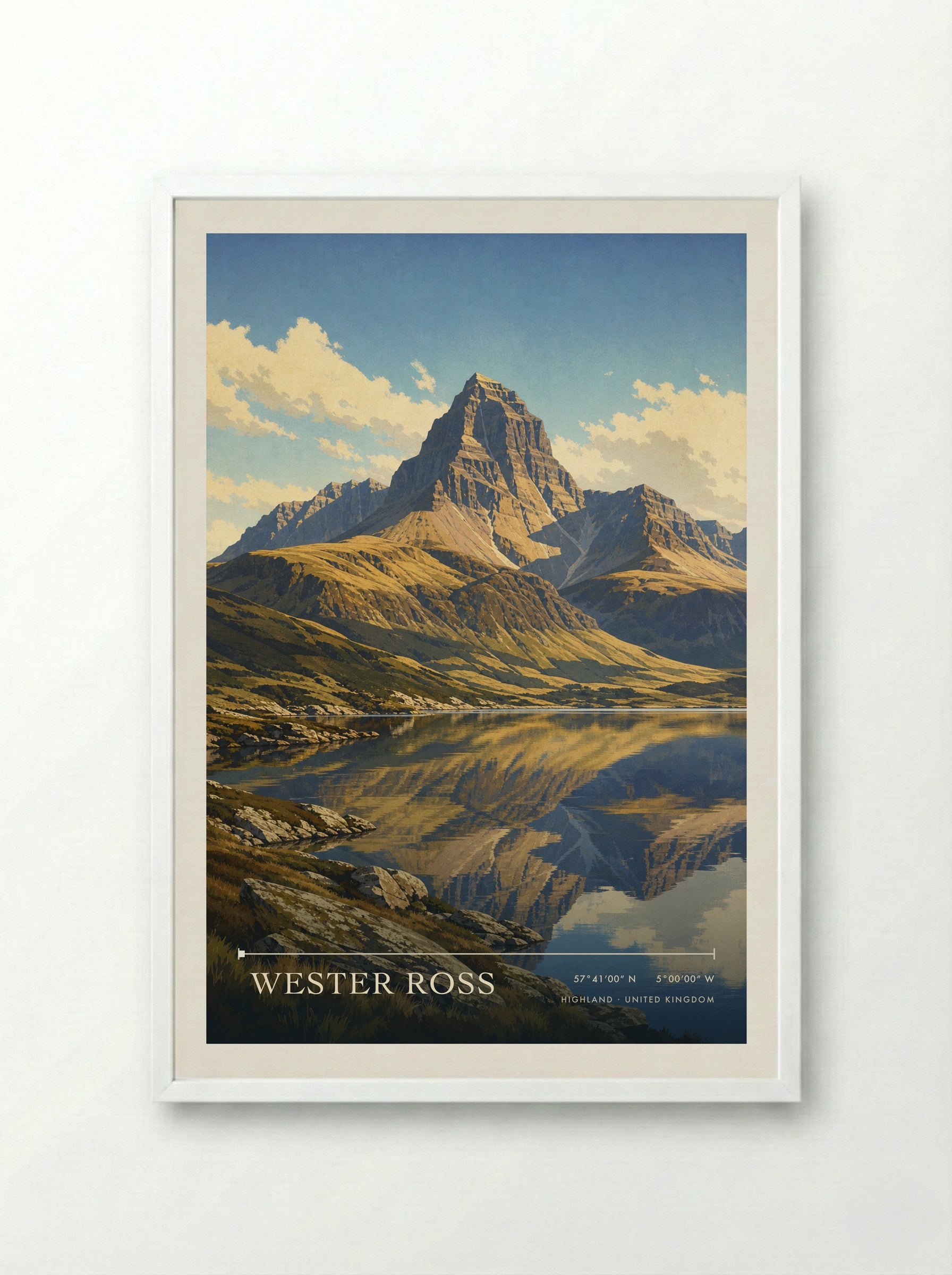 Wester Ross Highland United Kingdom Travel Poster - Framed Print White