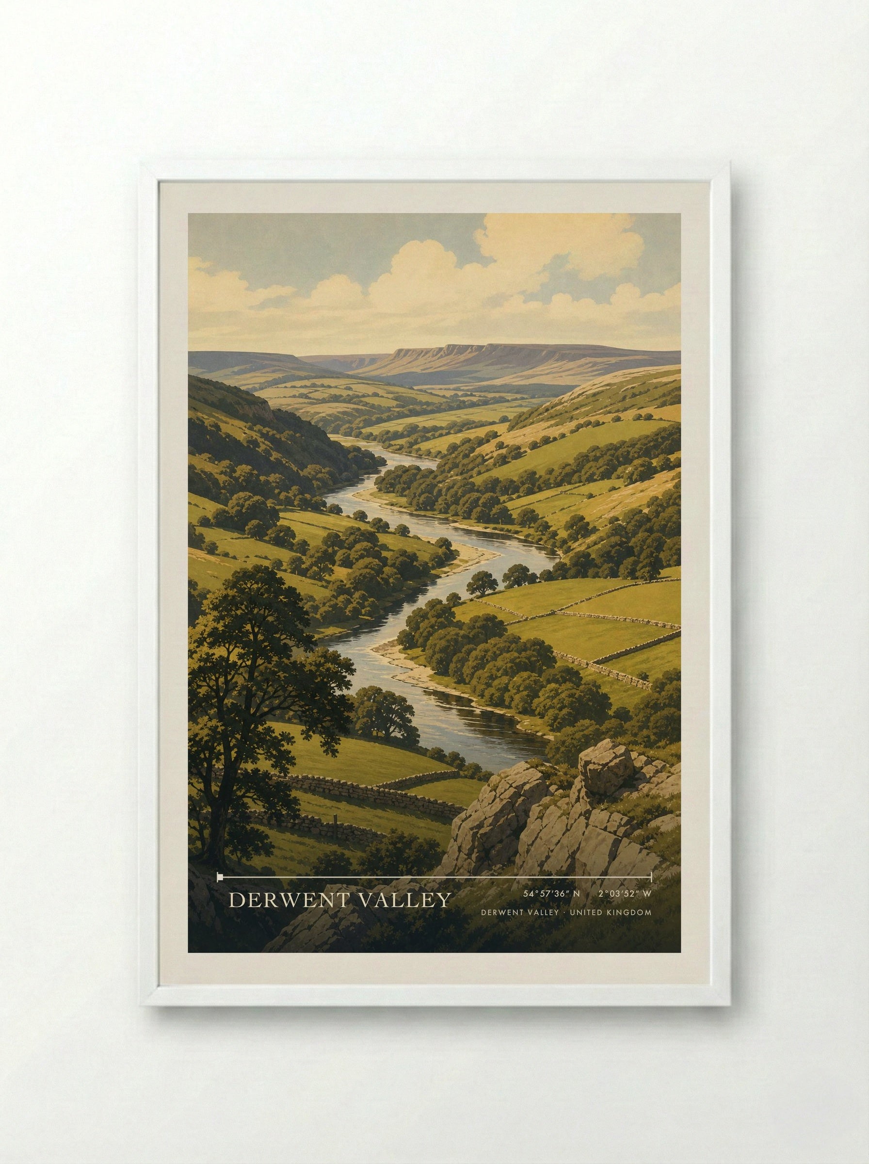 Derwent Valley United Kingdom Travel Poster - Framed Print White