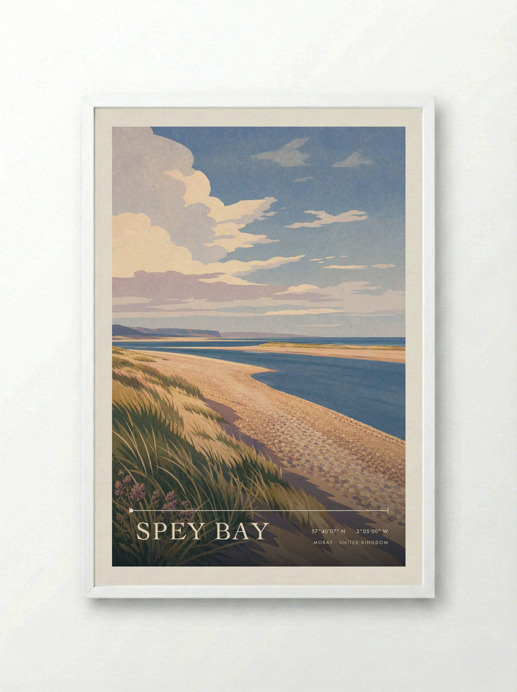 Spey Bay Moray United Kingdom Travel Poster - Framed Print White