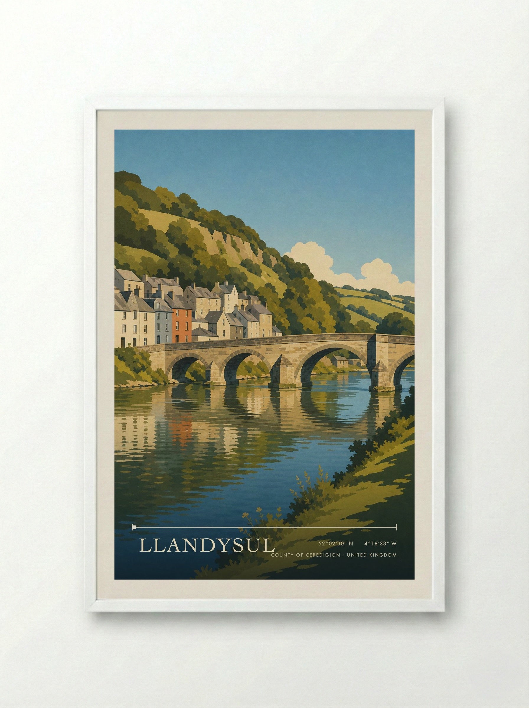 Llandysul County of Ceredigion United Kingdom Travel Poster - Framed Print White