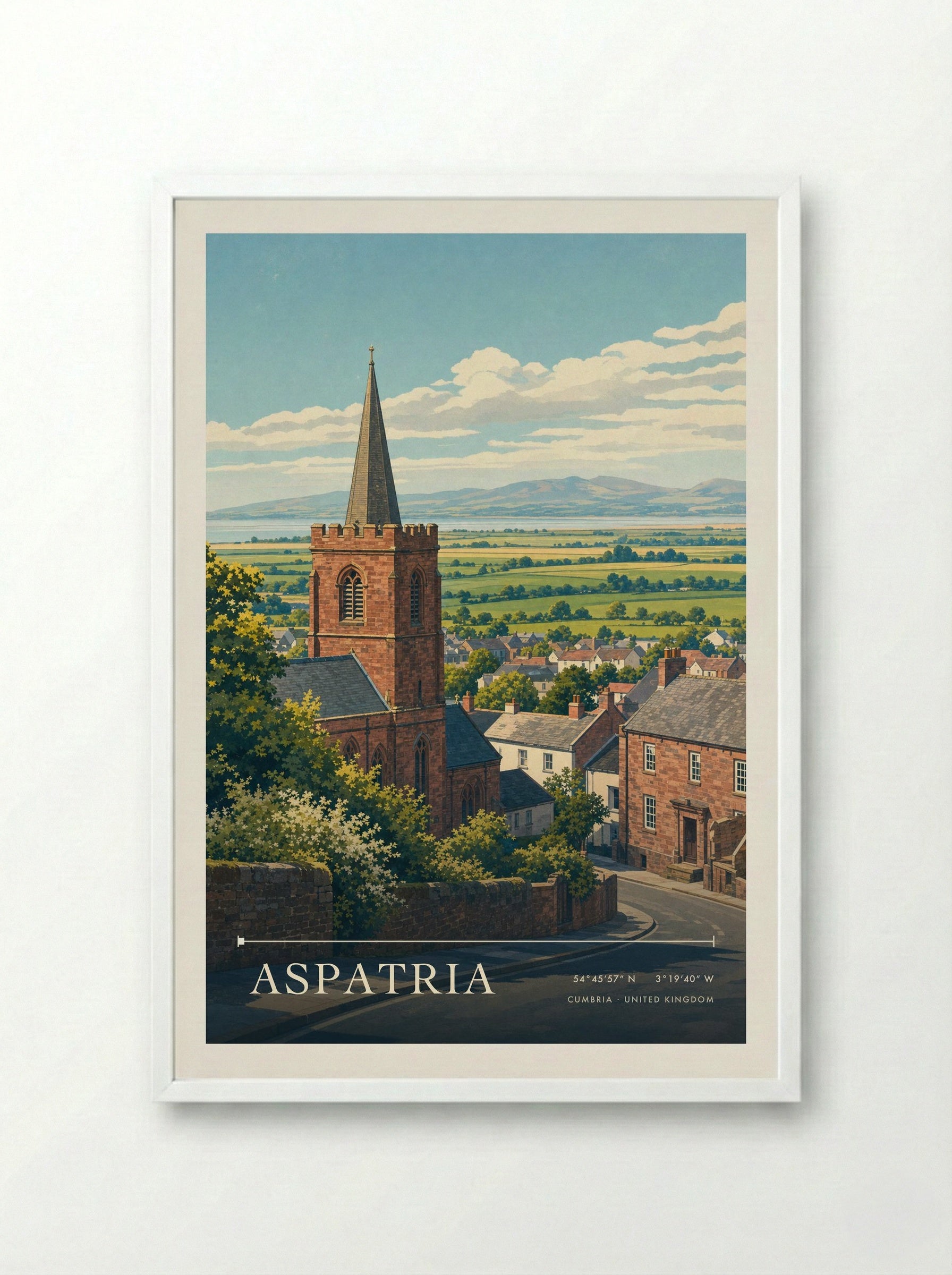 Aspatria Cumbria United Kingdom Travel Poster - Framed Print White