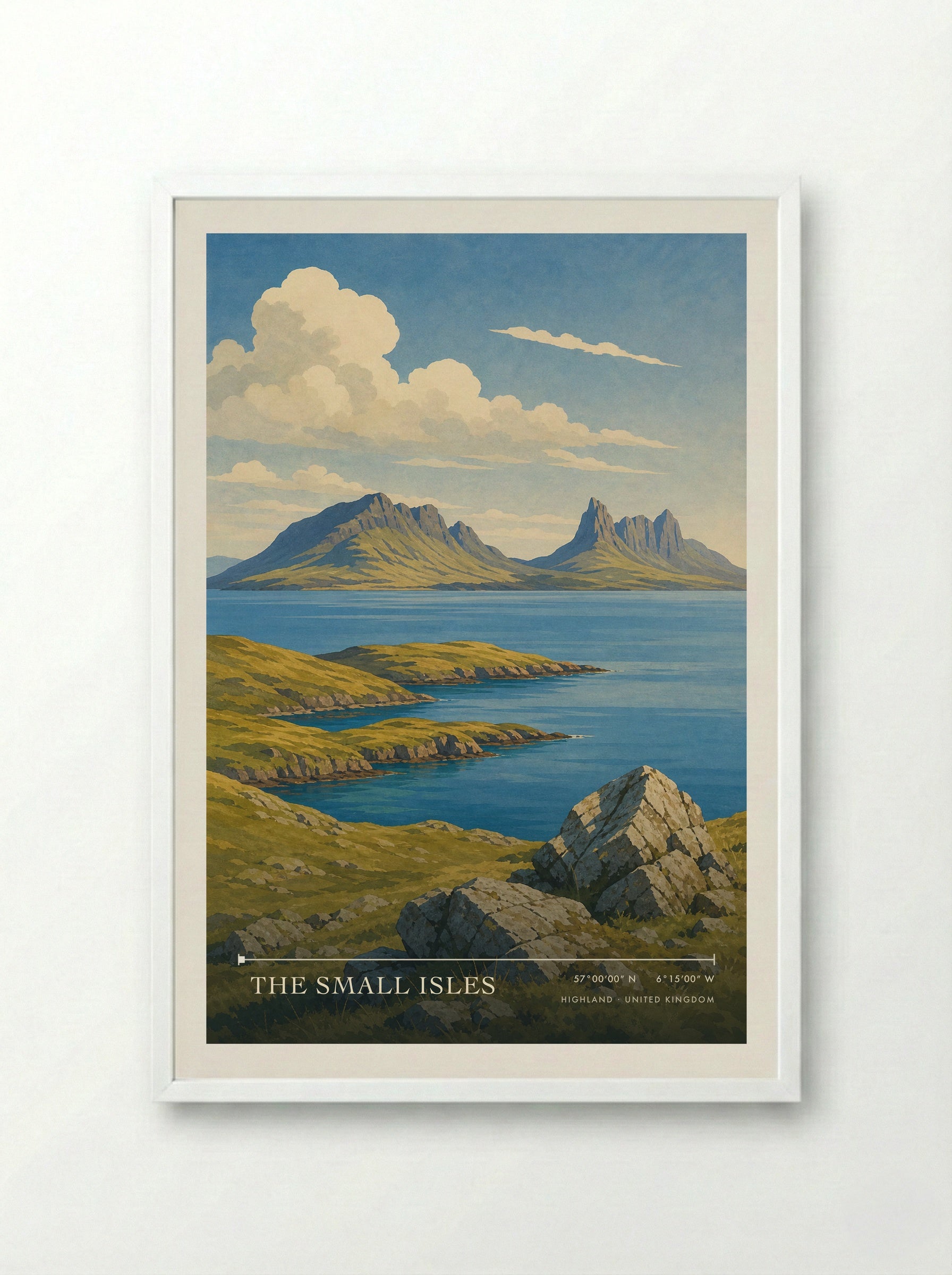 The Small Isles Highland United Kingdom Travel Poster - Framed Print White