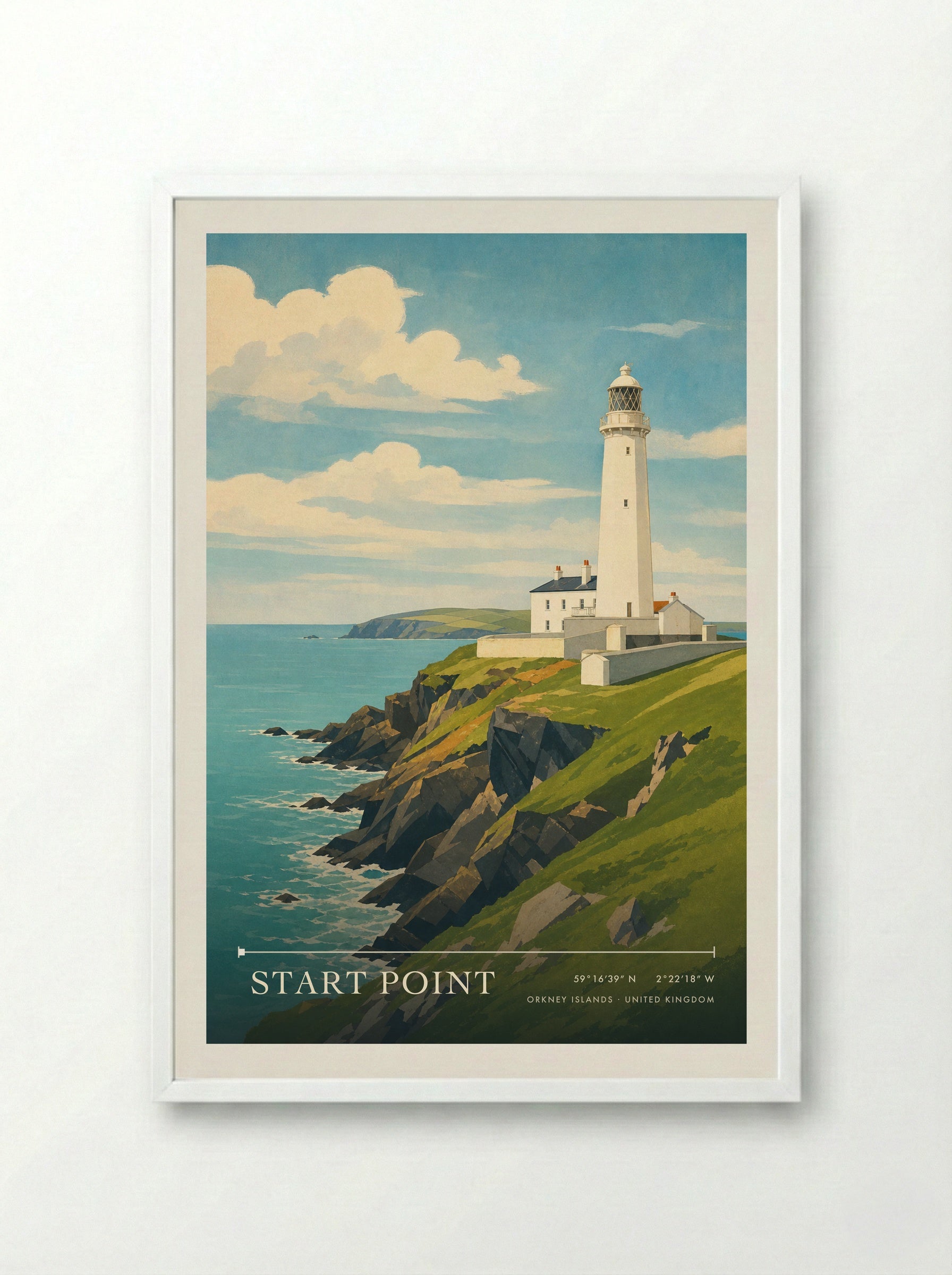 Start Point Orkney Islands United Kingdom Travel Poster - Framed Print White