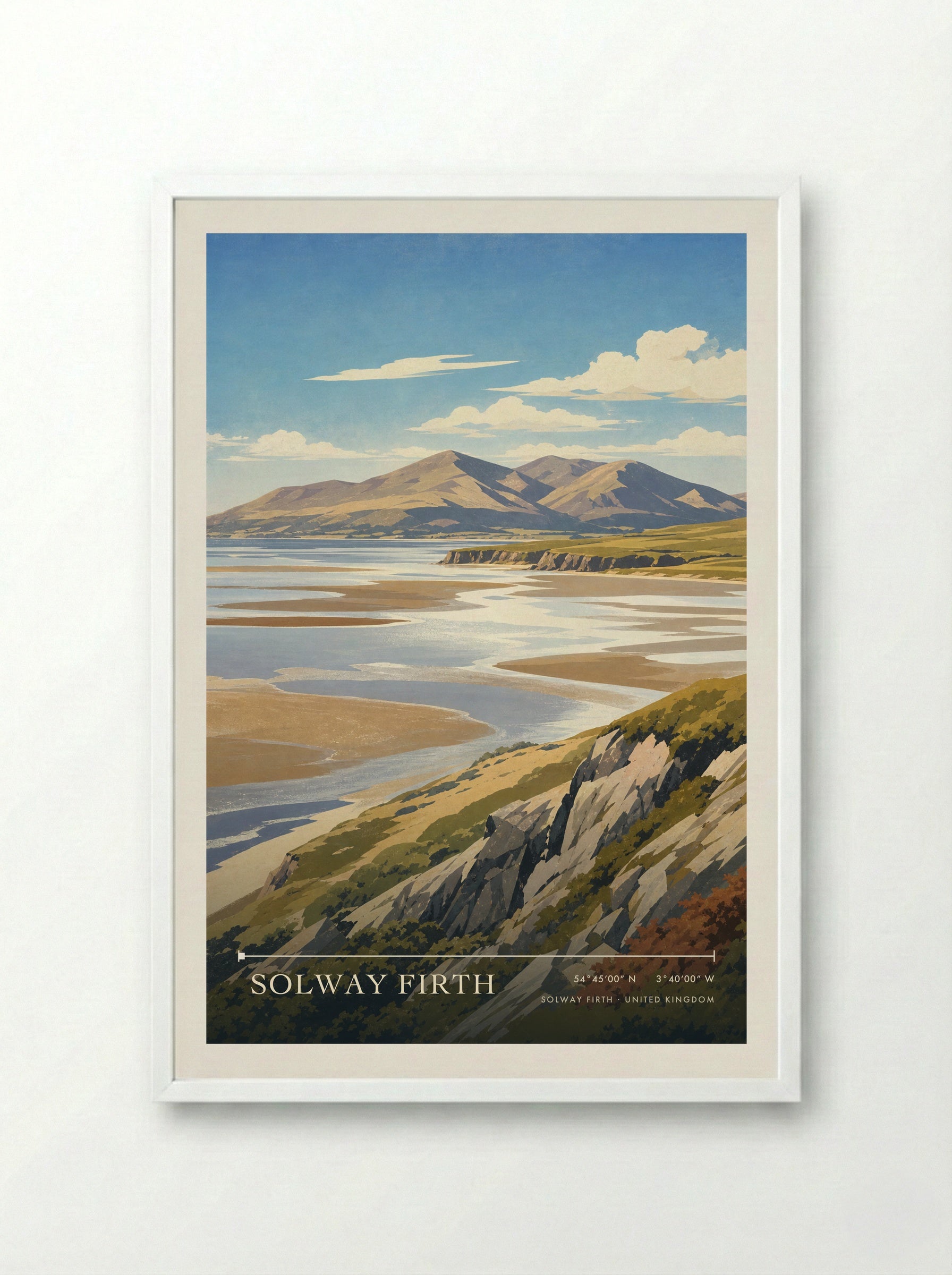 Solway Firth United Kingdom Travel Poster - Framed Print White