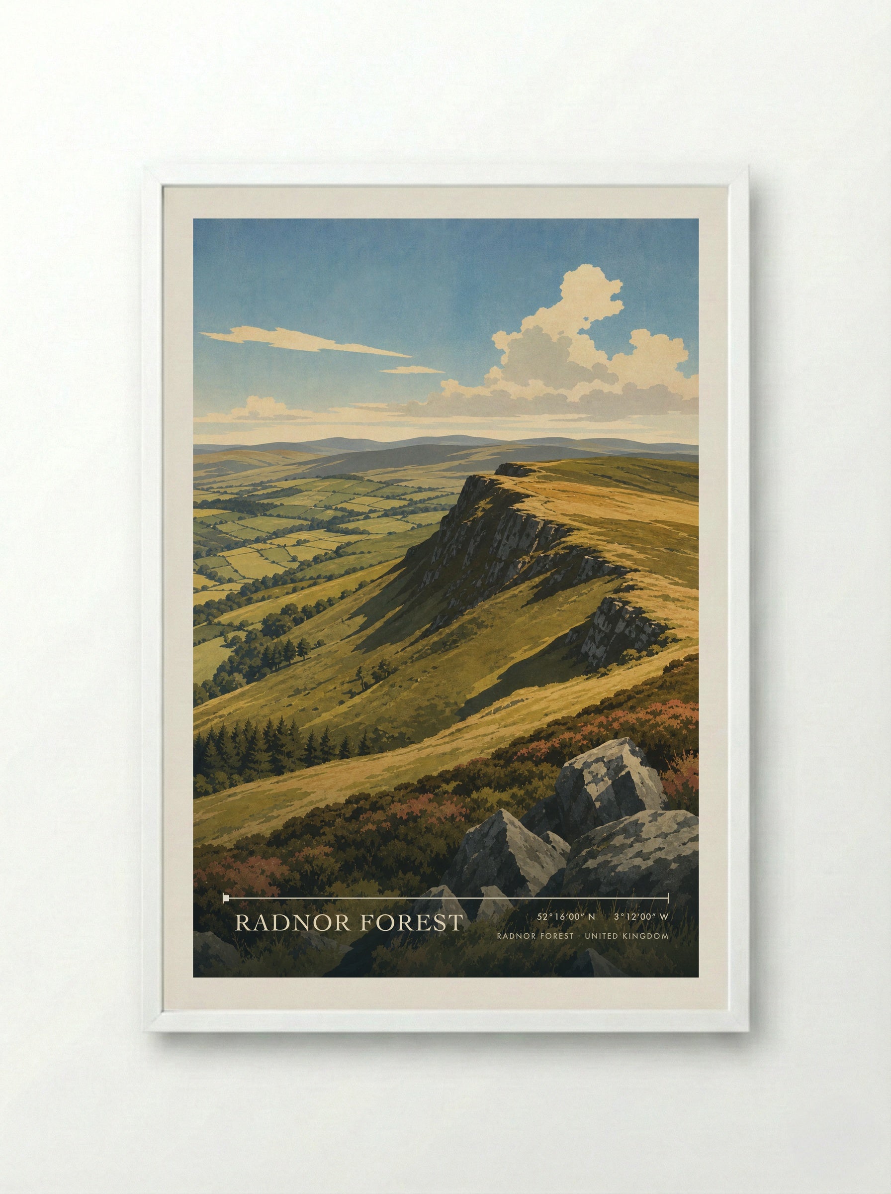 Radnor Forest United Kingdom Travel Poster - Framed Print White