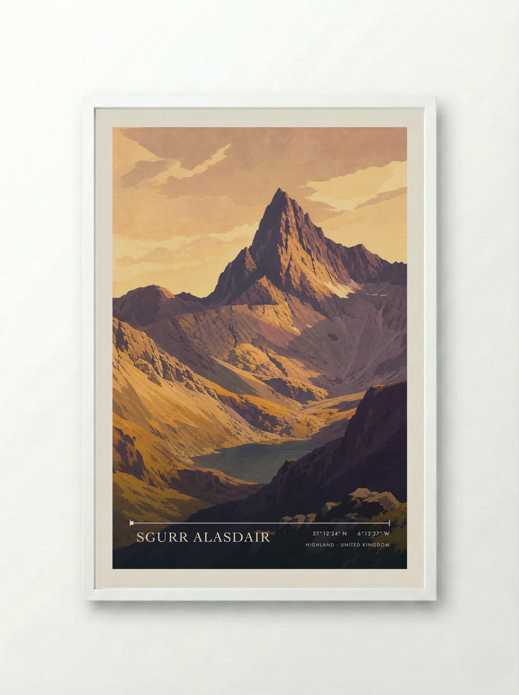 Sgurr Alasdair Highland United Kingdom Travel Poster - Framed Print White