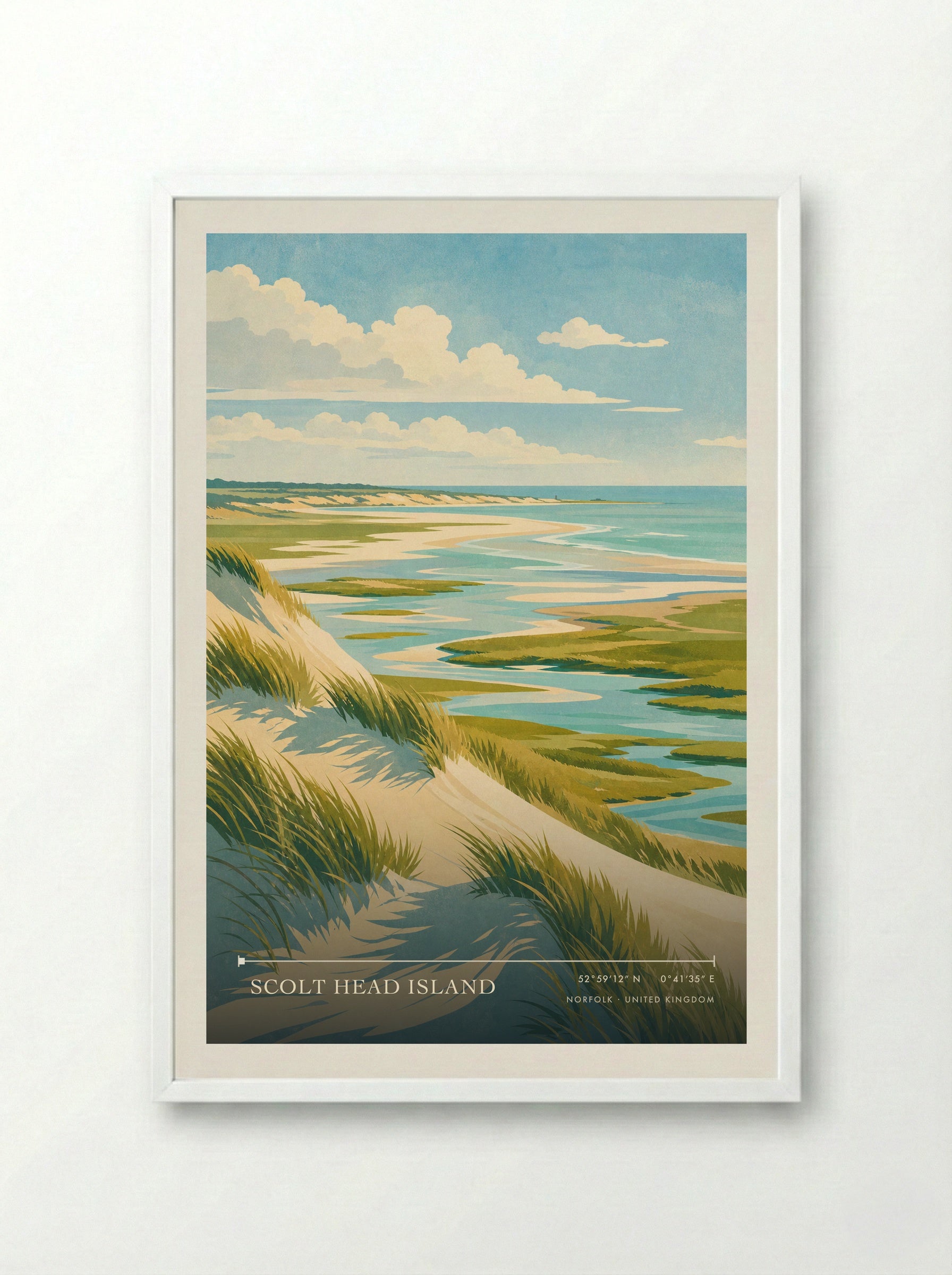 Scolt Head Island Norfolk United Kingdom Travel Poster - Framed Print White