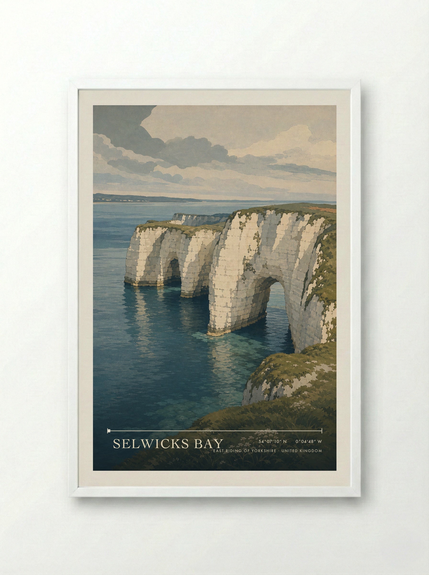 Selwicks Bay East Riding of Yorkshire United Kingdom Travel Poster - Framed Print White