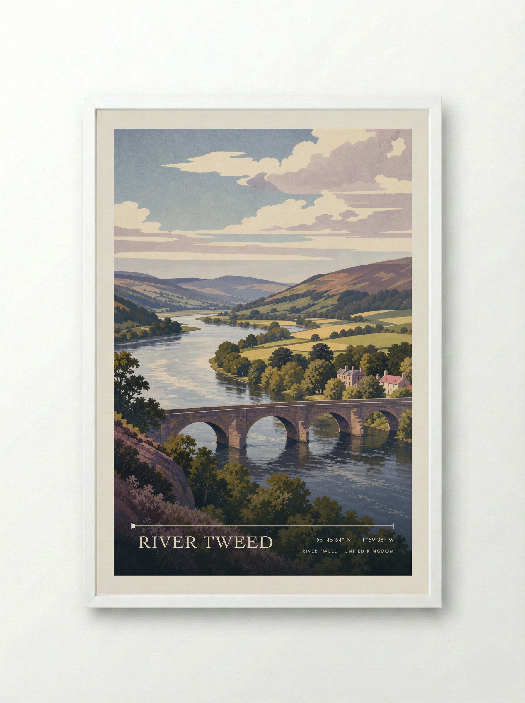 River Tweed United Kingdom Travel Poster - Framed Print White