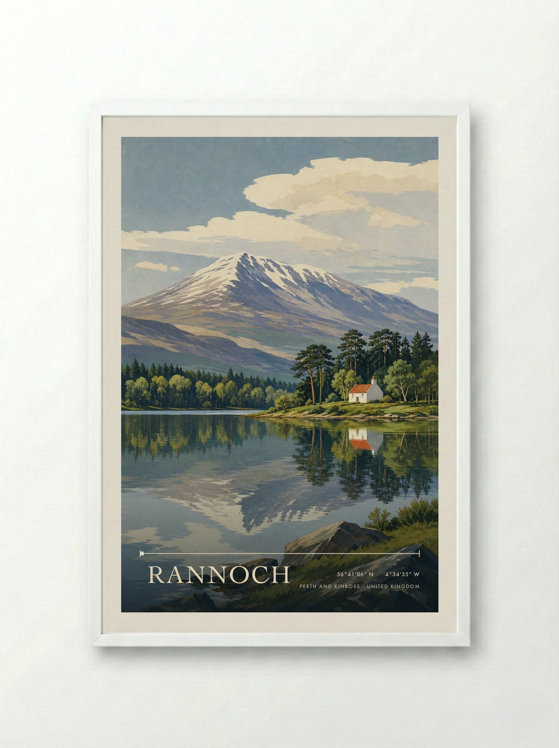 Rannoch Perth and Kinross United Kingdom Travel Poster - Framed Print White