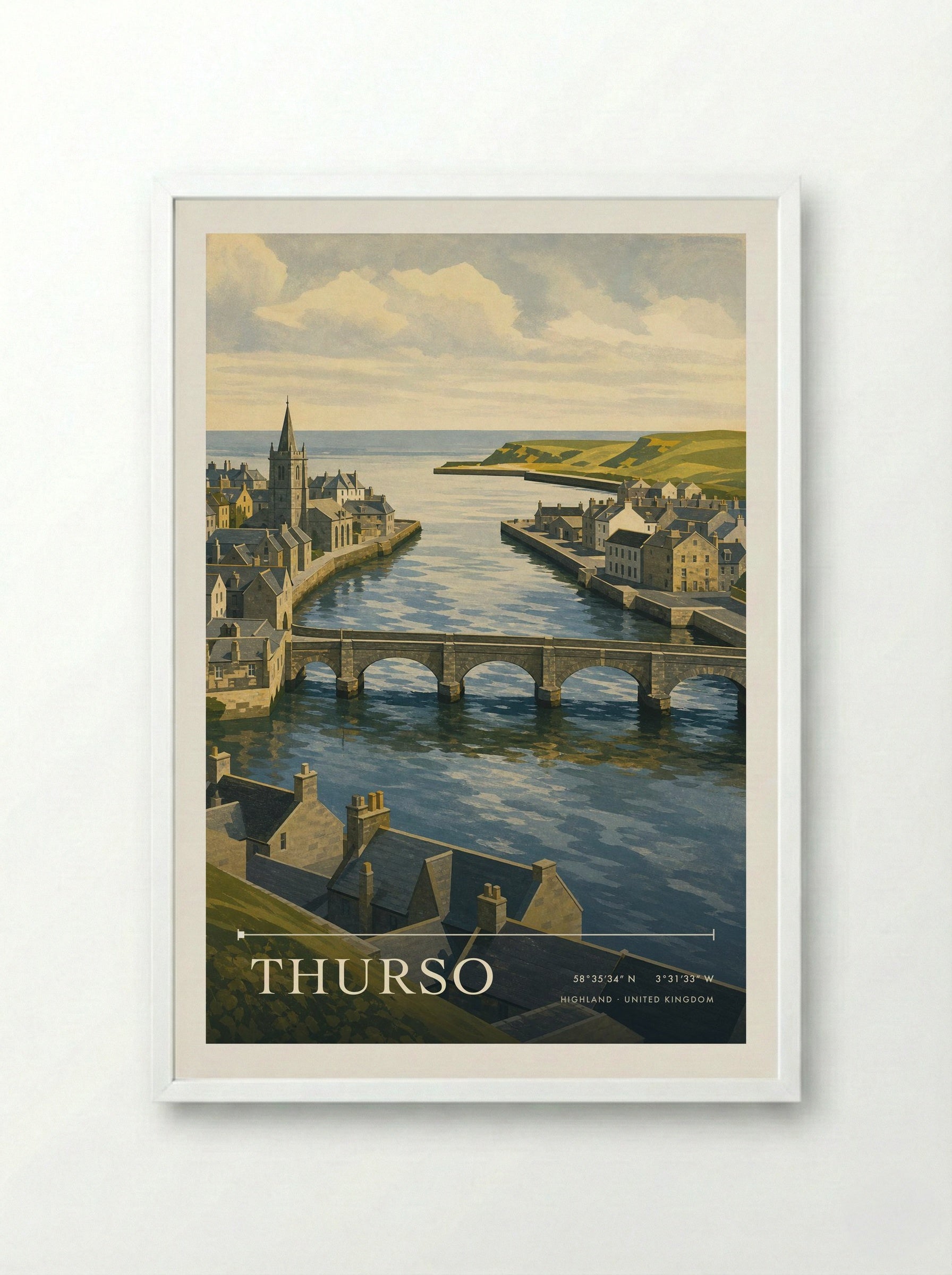 Thurso Highland United Kingdom Travel Poster - Framed Print White