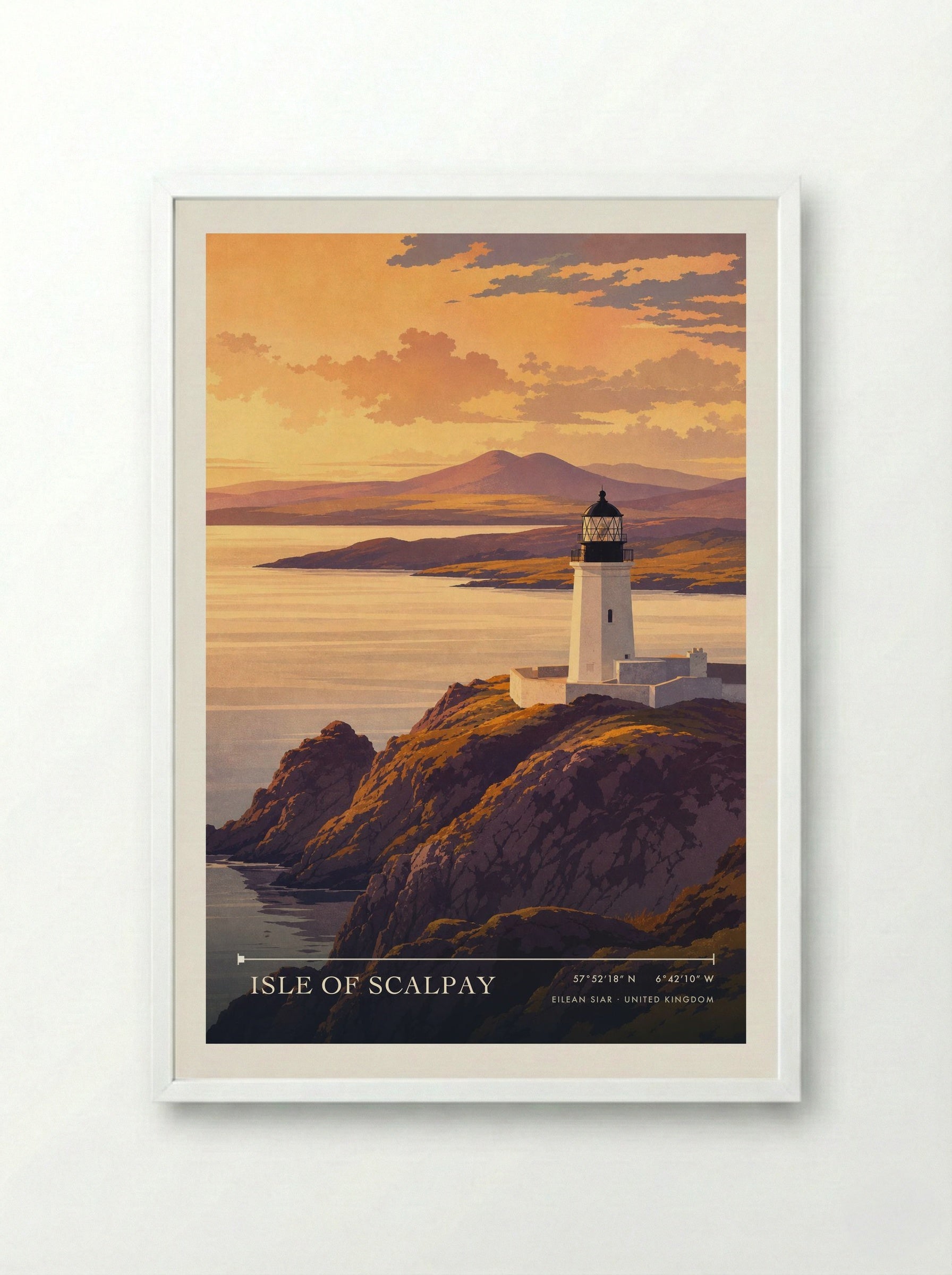 Isle of Scalpay Eilean Siar United Kingdom Travel Poster - Framed Print White
