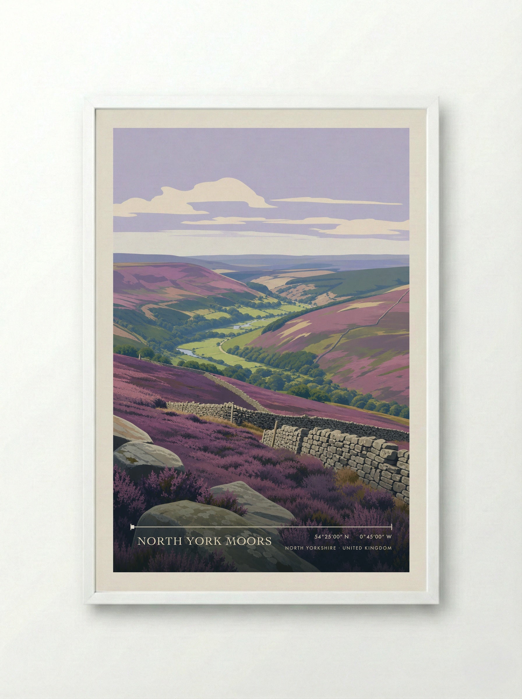 North York Moors North Yorkshire United Kingdom Travel Poster - Framed Print White