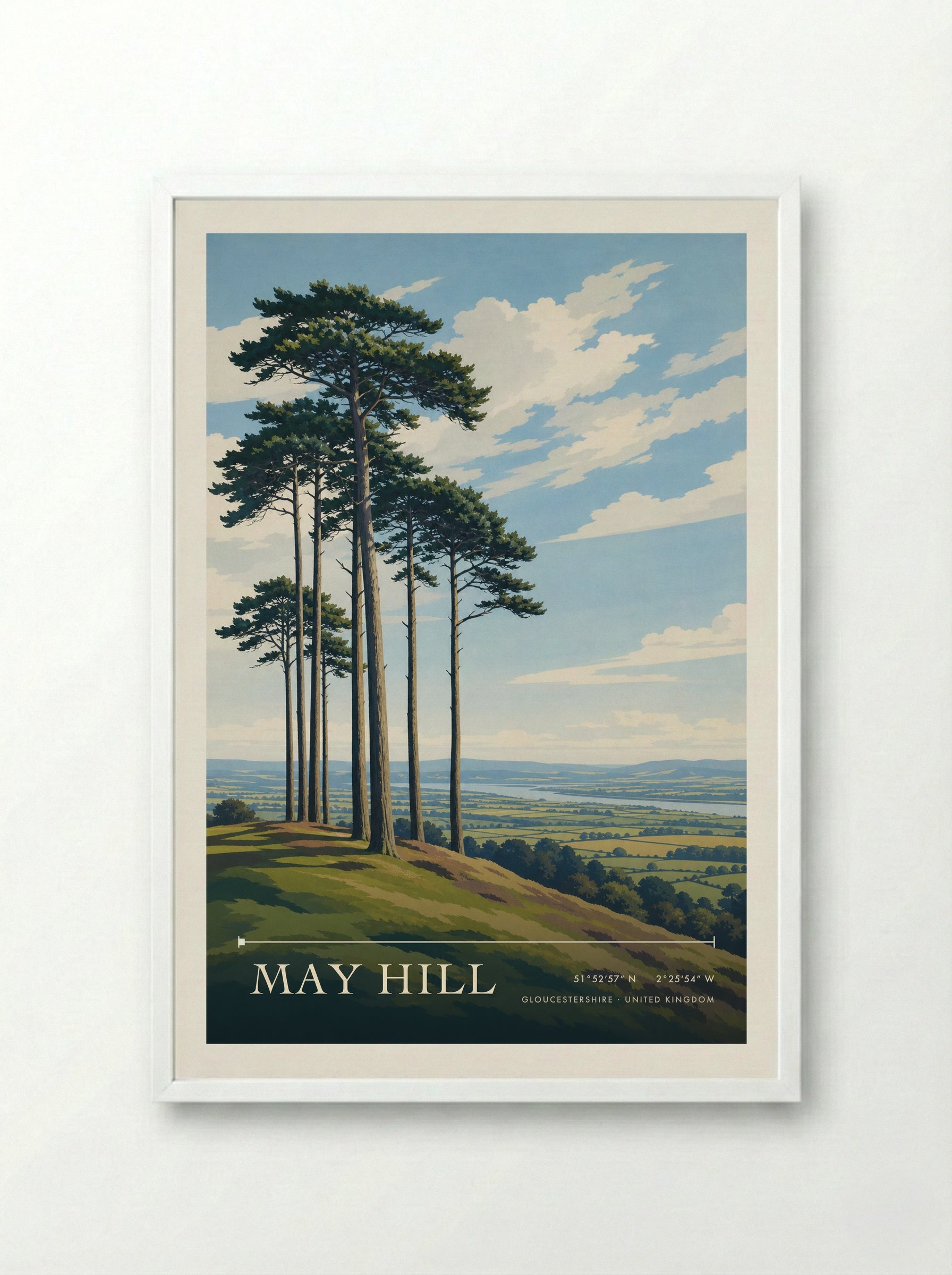May Hill Gloucestershire United Kingdom Travel Poster - Framed Print White