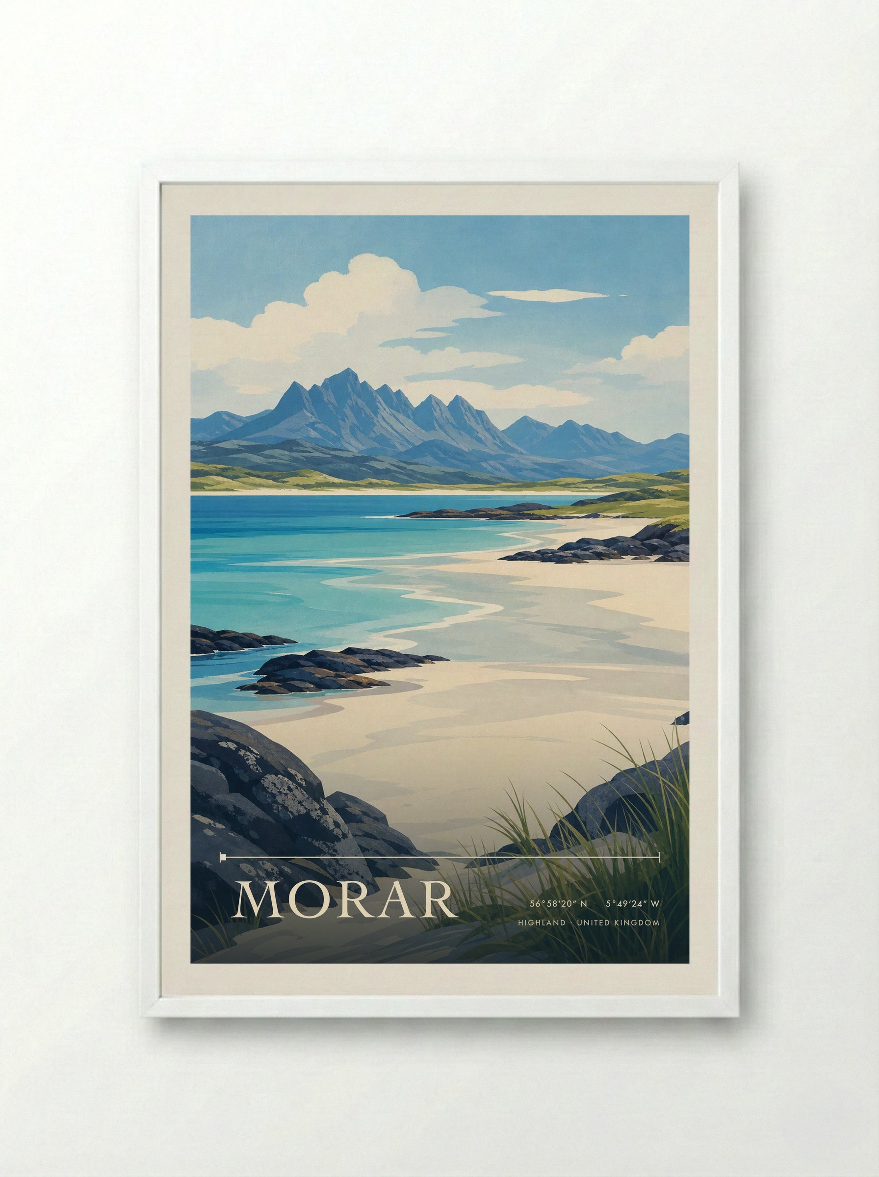 Morar Highland United Kingdom Travel Poster - Framed Print White