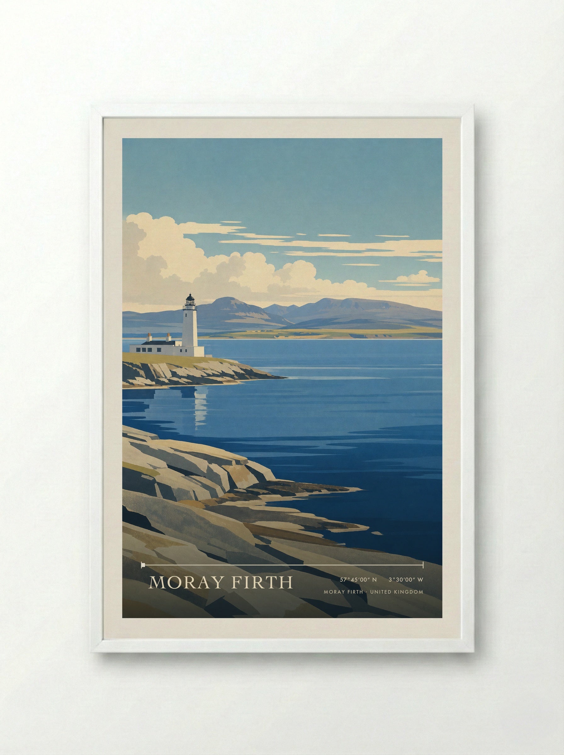 Moray Firth United Kingdom Travel Poster - Framed Print White
