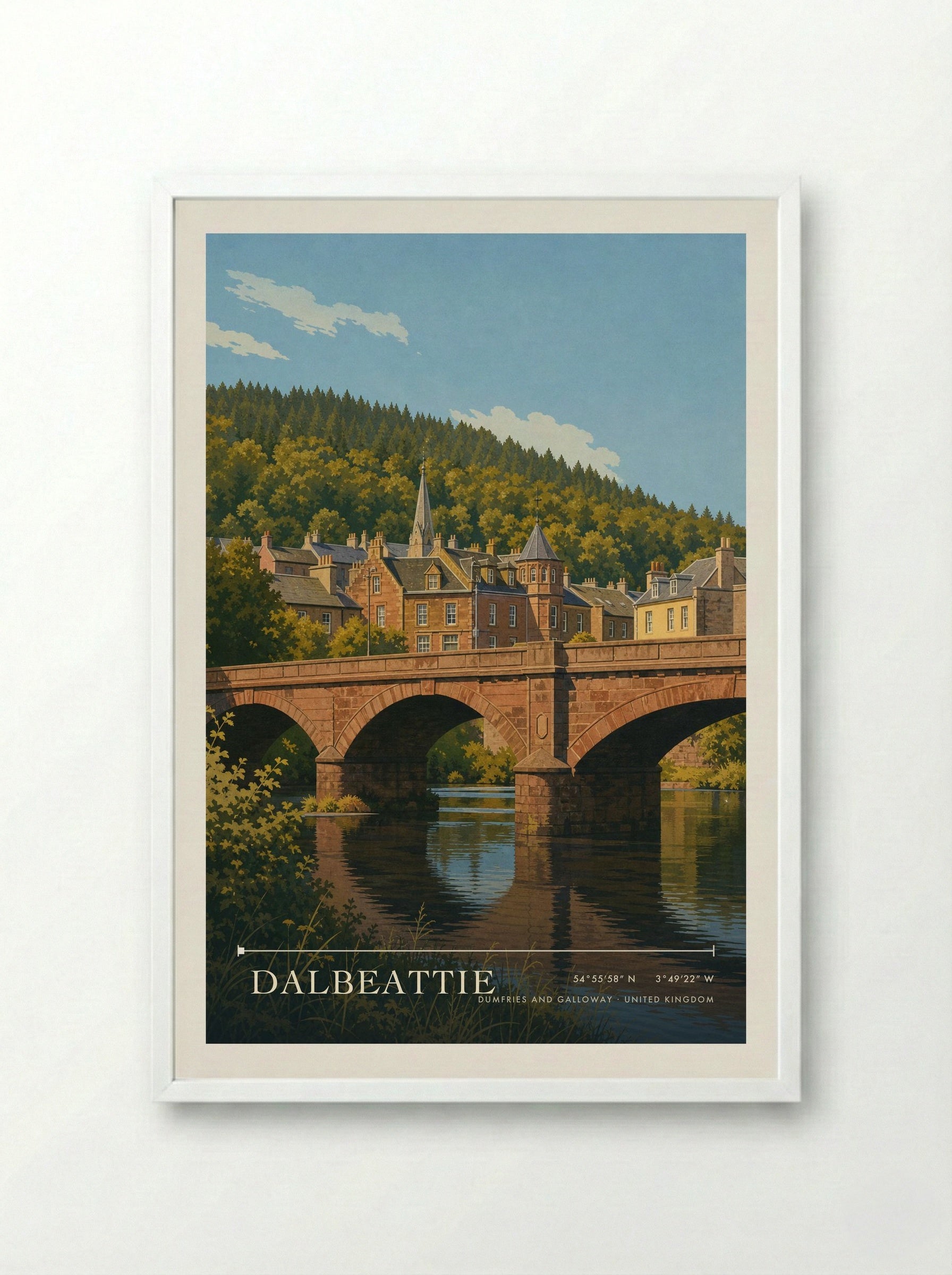 Dalbeattie Dumfries and Galloway United Kingdom Travel Poster - Framed Print White