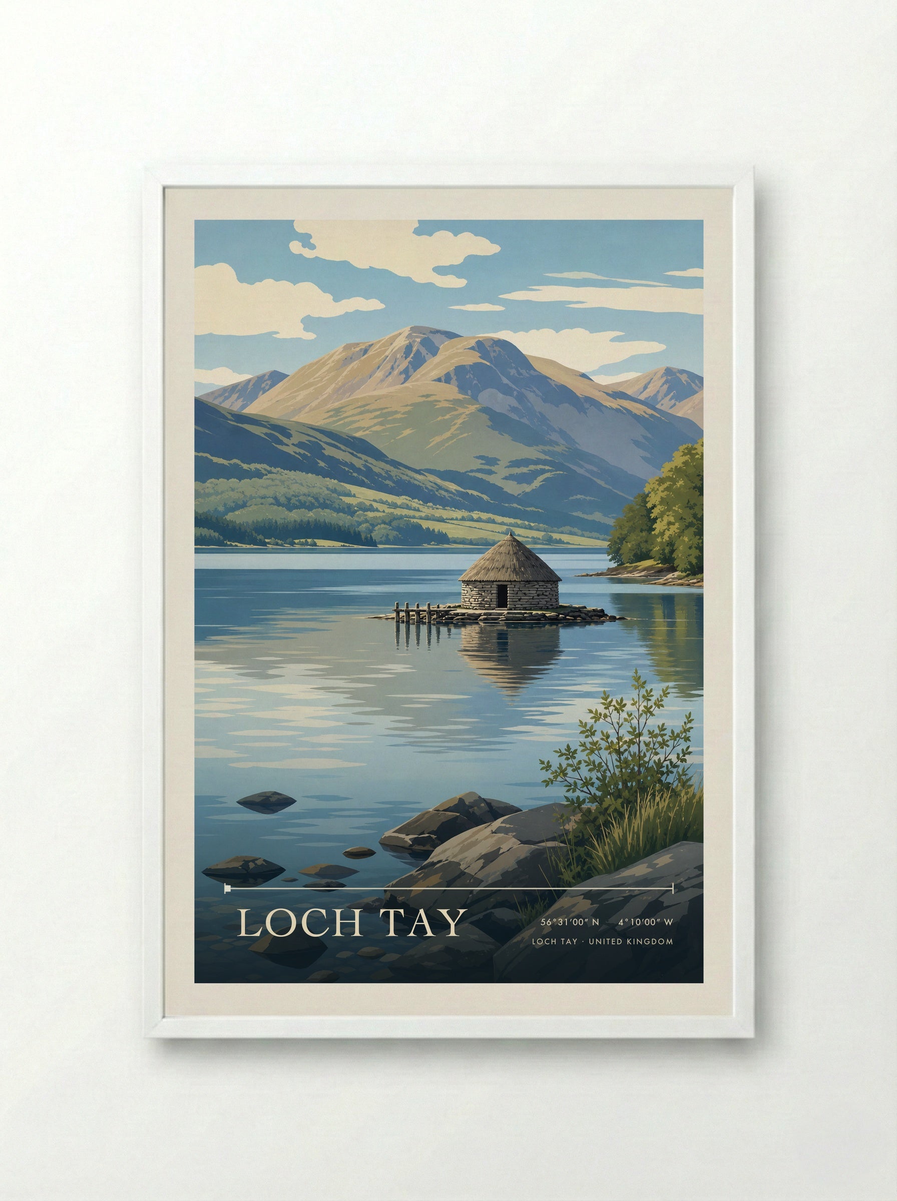 Loch Tay United Kingdom Travel Poster - Framed Print White