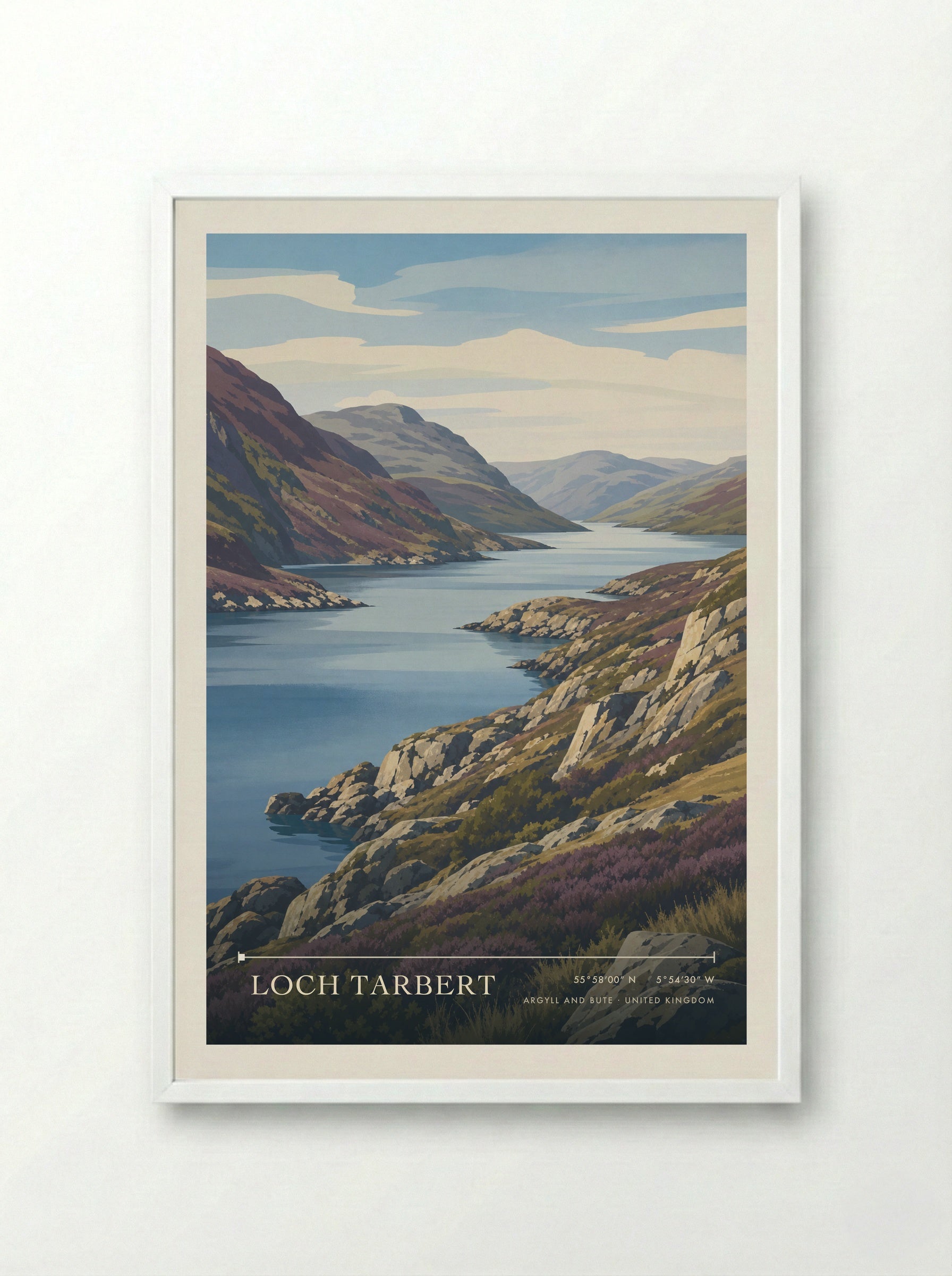 Loch Tarbert Argyll and Bute United Kingdom Travel Poster - Framed Print White