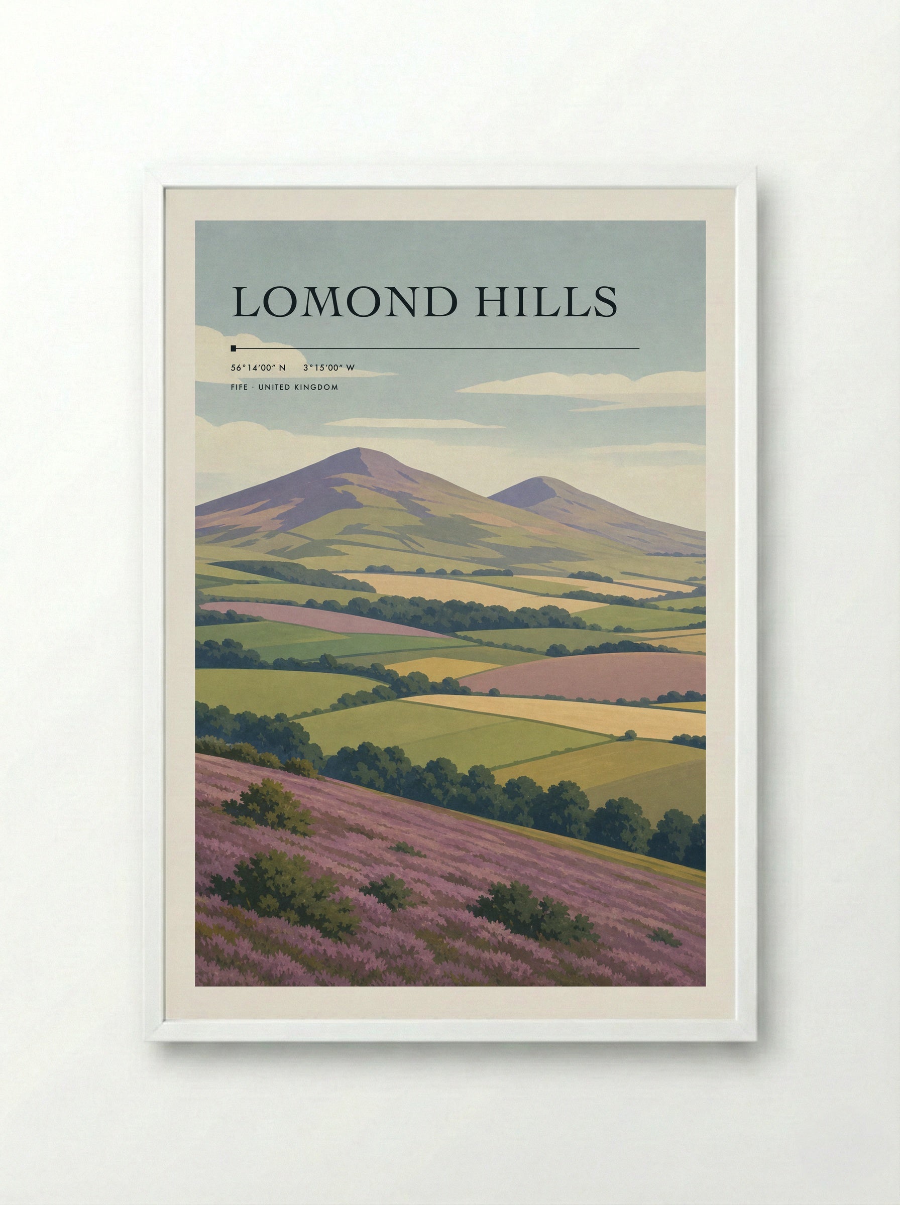Lomond Hills Fife United Kingdom Travel Poster - Framed Print White