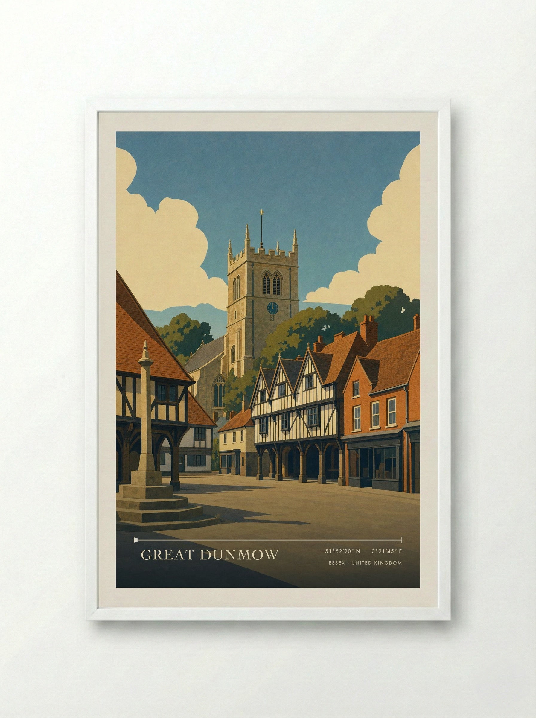 Great Dunmow Essex United Kingdom Travel Poster - Framed Print White