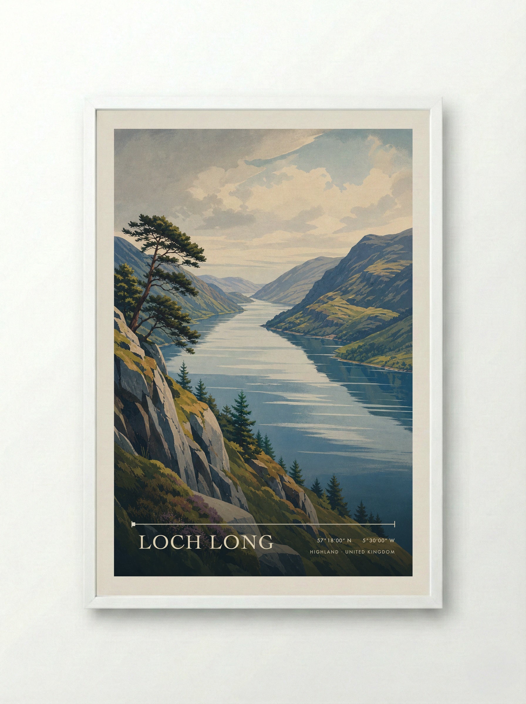 Loch Long Highland United Kingdom Travel Poster - Framed Print White