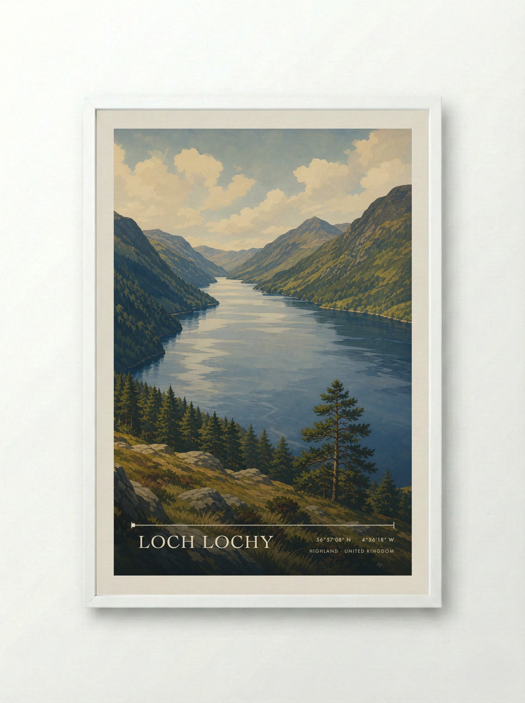 Loch Lochy Highland United Kingdom Travel Poster - Framed Print White