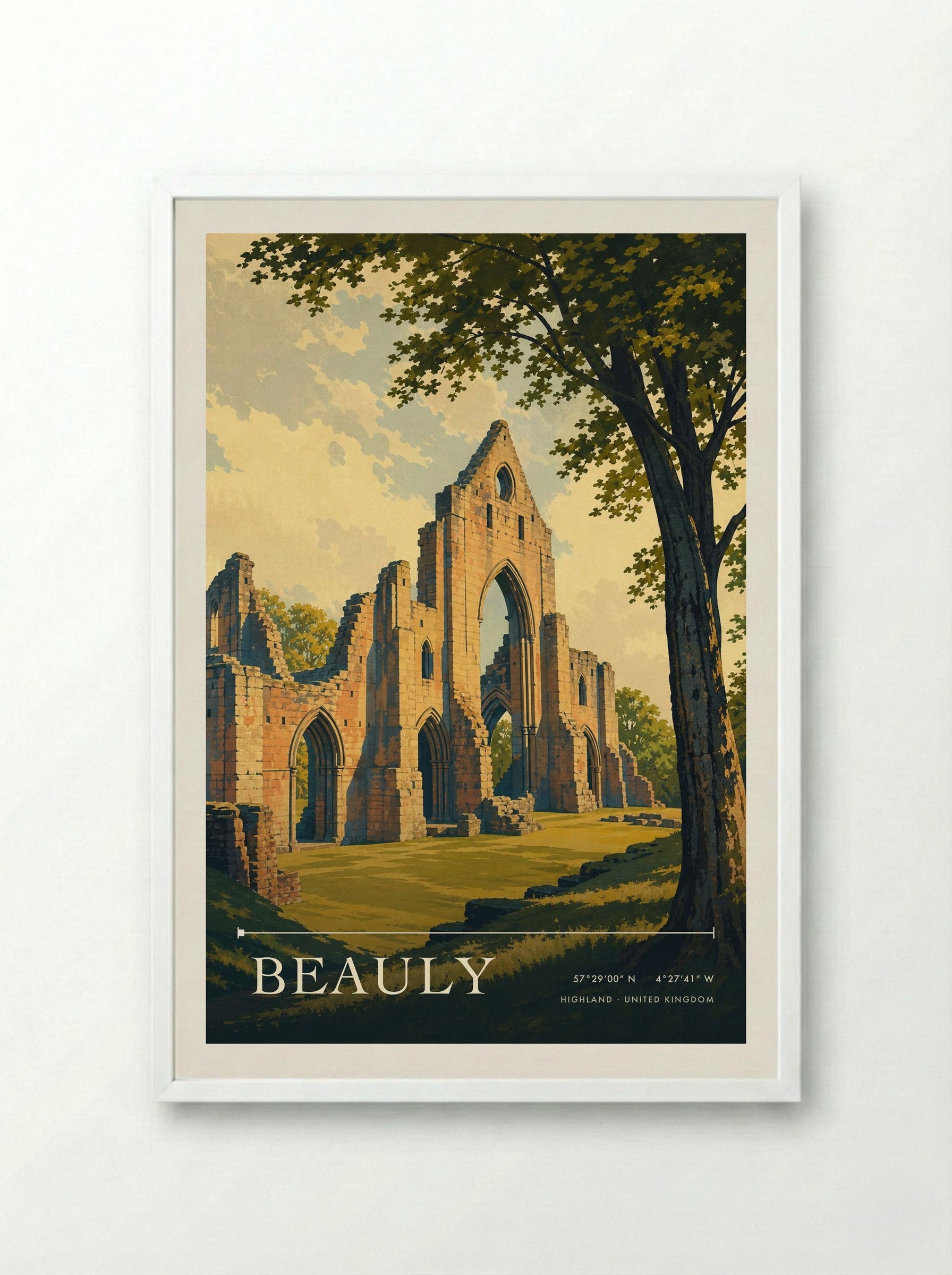 Beauly Highland United Kingdom Travel Poster - Framed Print White