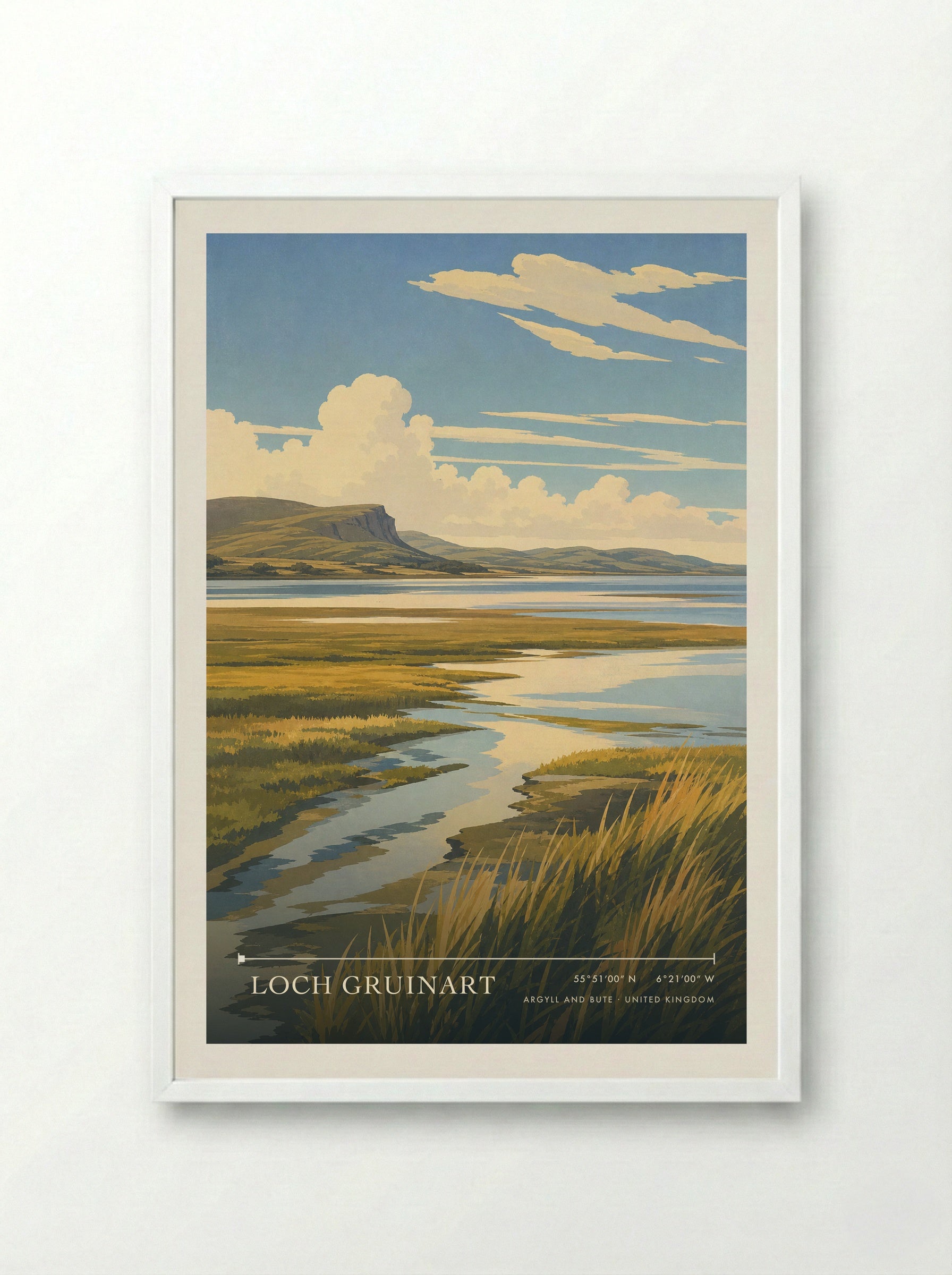 Loch Gruinart Argyll and Bute United Kingdom Travel Poster - Framed Print White