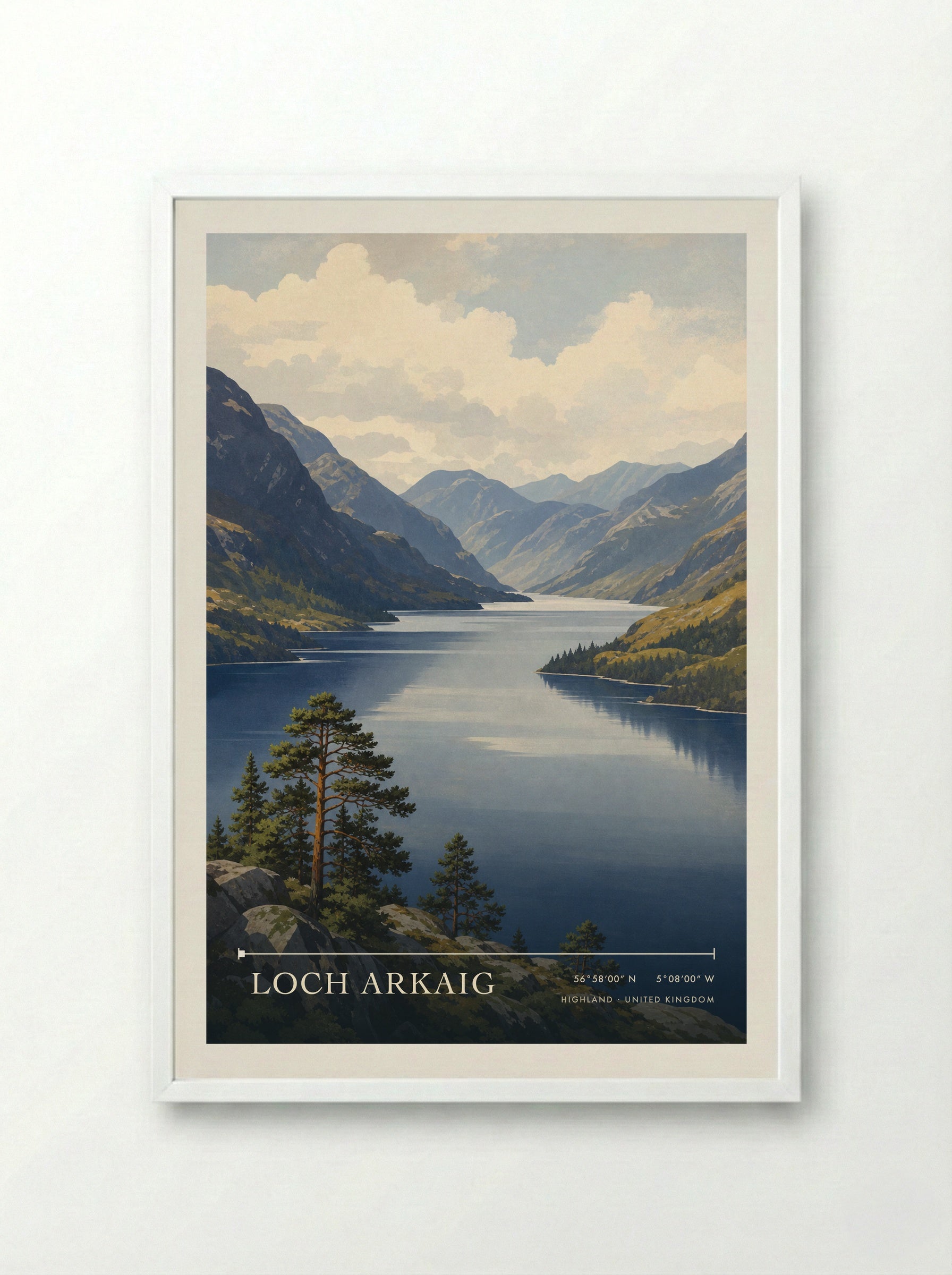 Loch Arkaig Highland United Kingdom Travel Poster - Framed Print White