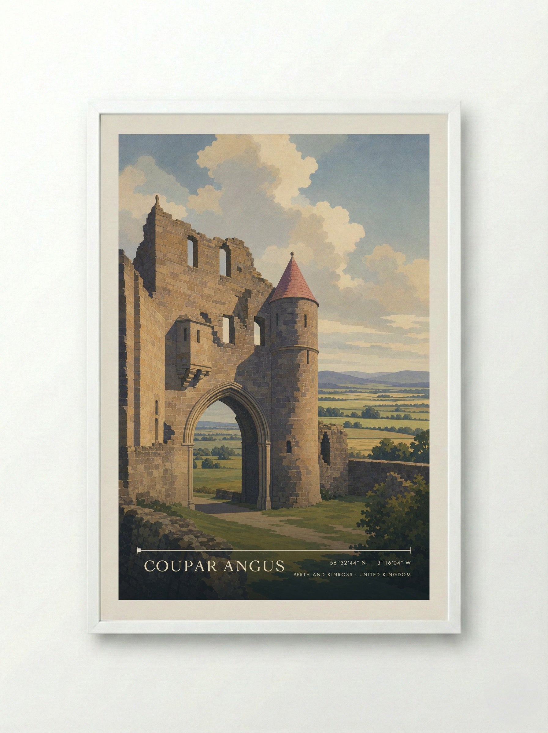 Coupar Angus Perth and Kinross United Kingdom Travel Poster - Framed Print White