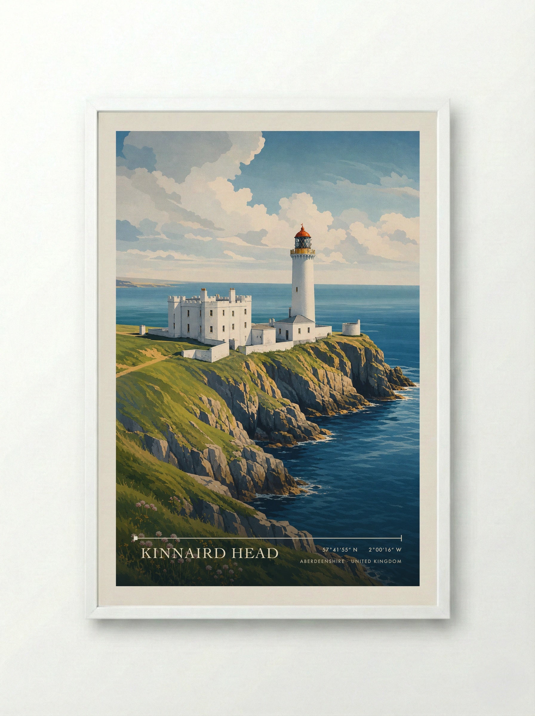Kinnaird Head Aberdeenshire United Kingdom Travel Poster - Framed Print White